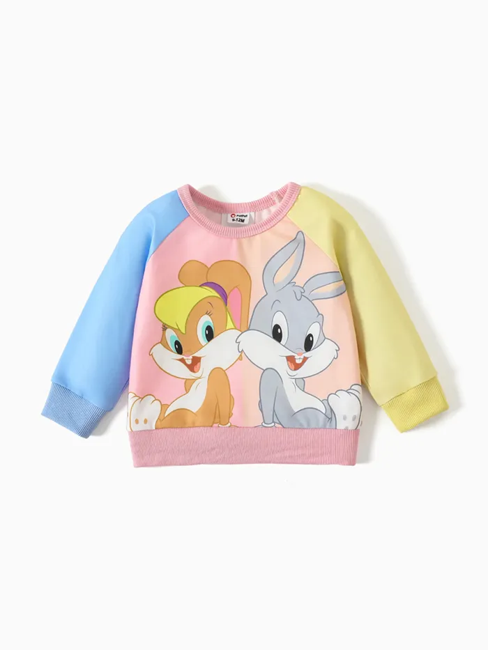 Looney Tunes Baby Boy/Girl Cartoon Print Colorblock Long-sleeve Sweatshirt