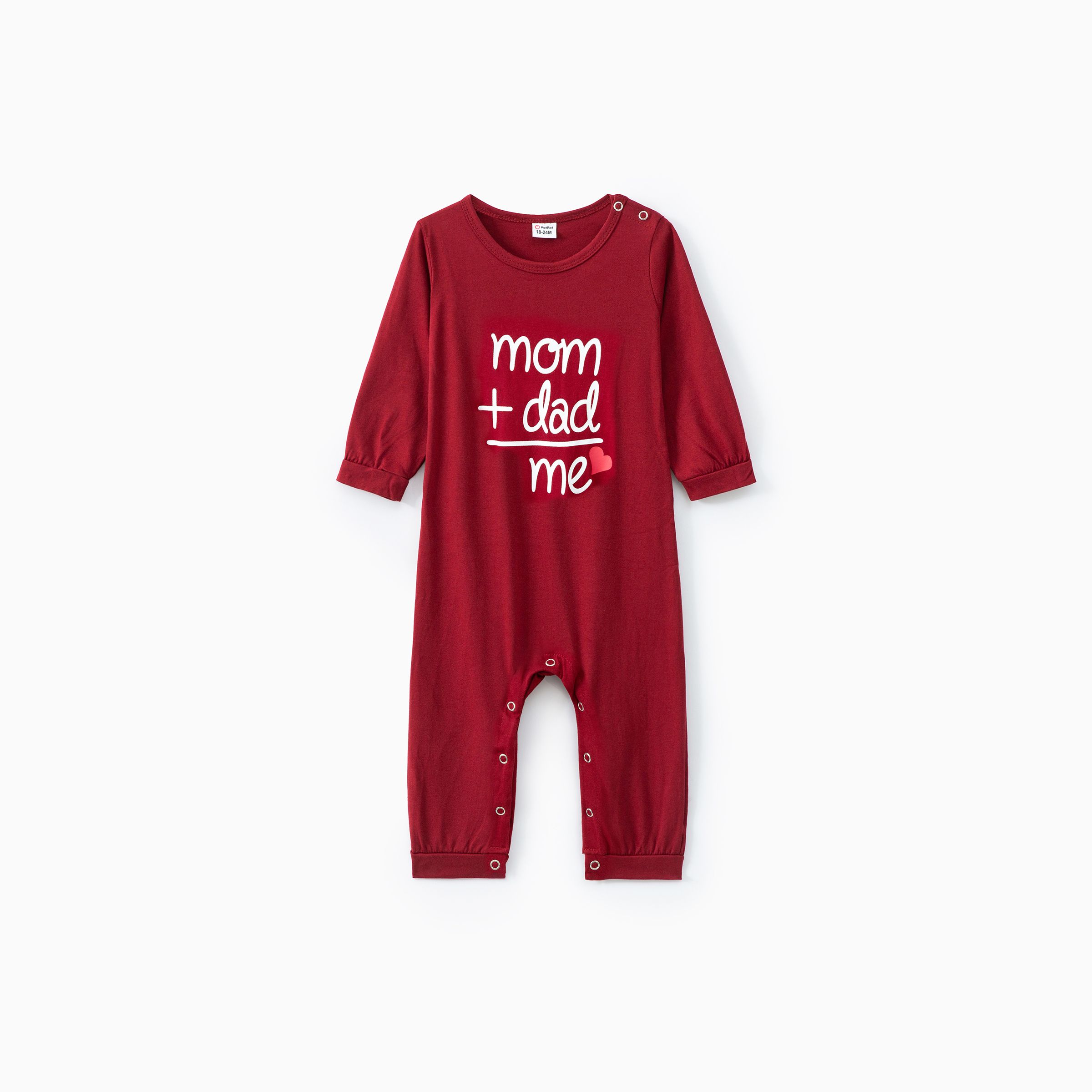 

100% Cotton Letter and Heart Print Long-sleeve Gery Baby Jumpsuit