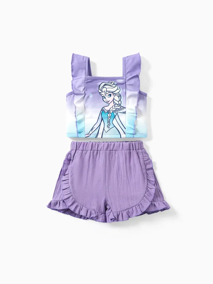 Disney Frozen Elsa & Anna 2pcs Naia™ Gradient Print Camisole with Ruffled Shorts Set