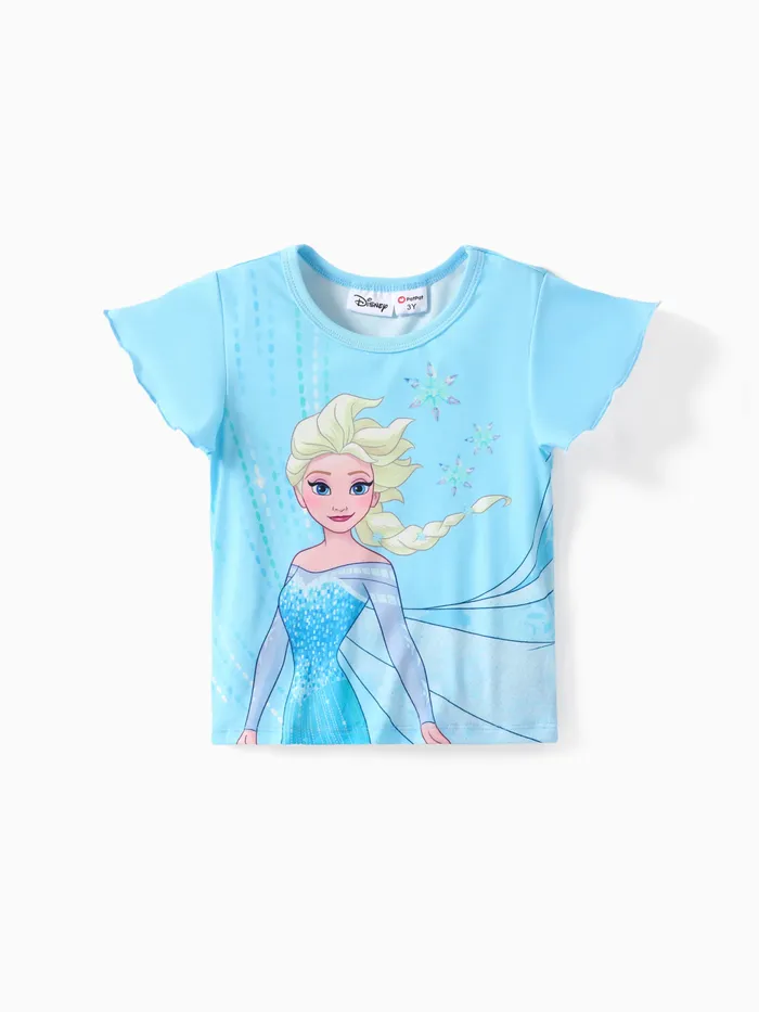 Disney Frozen Kleinkind Mädchen Elsa/Anna 1 Stück Naia™ Character Print Rüschenärmel Top 