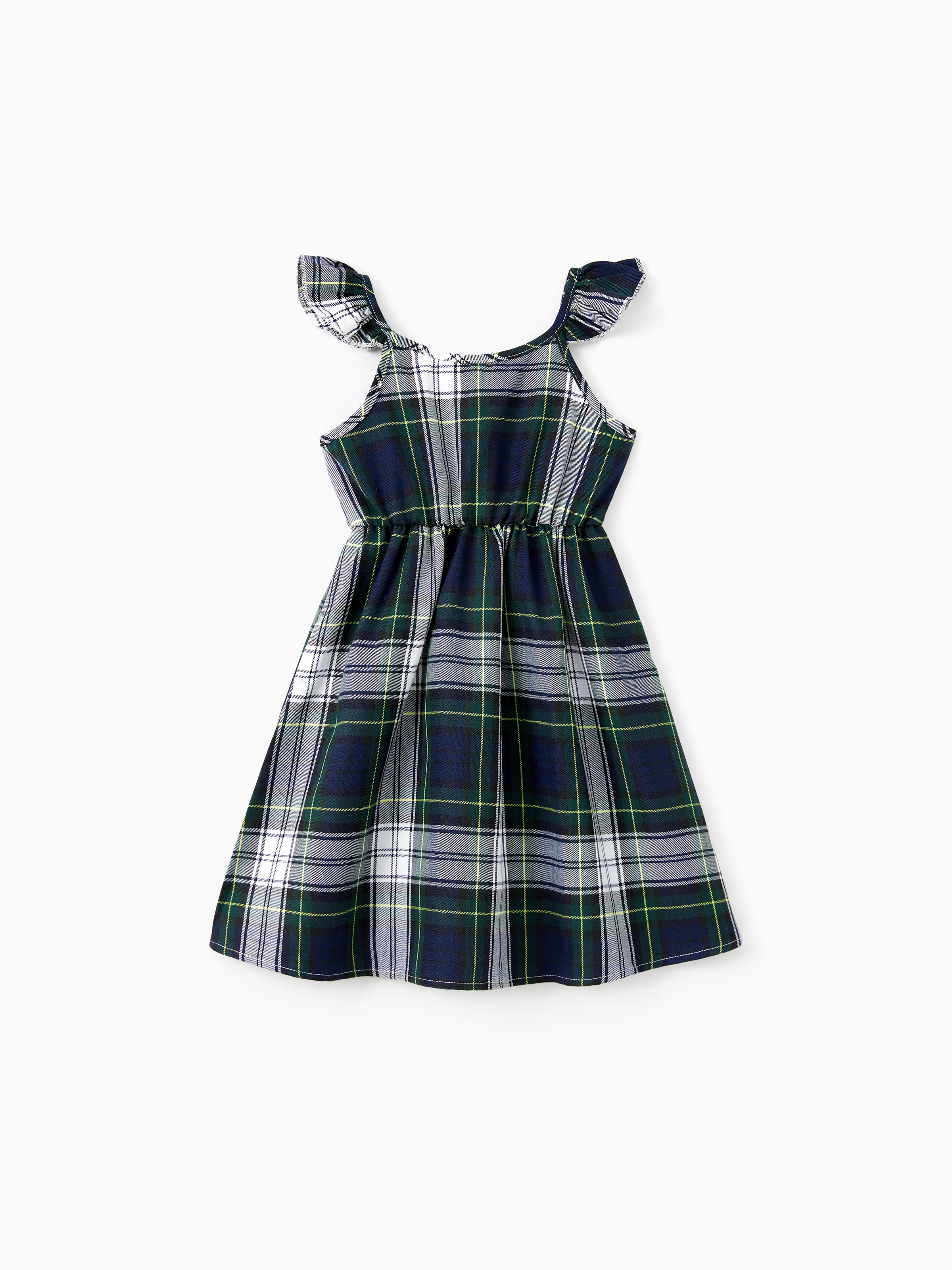 

Family Matching Sets Black Plaid Shirt or Sleeveless A-Line Strap Dress