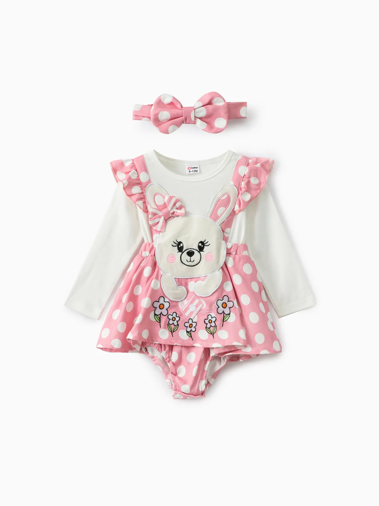 Baby Girl Rabbit Pattern Ruffle Long Sleeve Romper