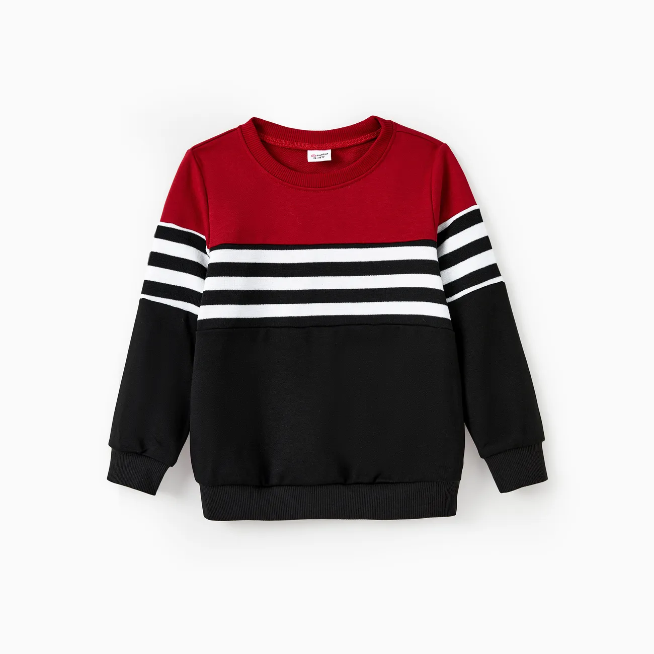 Family Matching Casual Color-block Stripes Print Long Sleeve Hooded Sweatshirts
