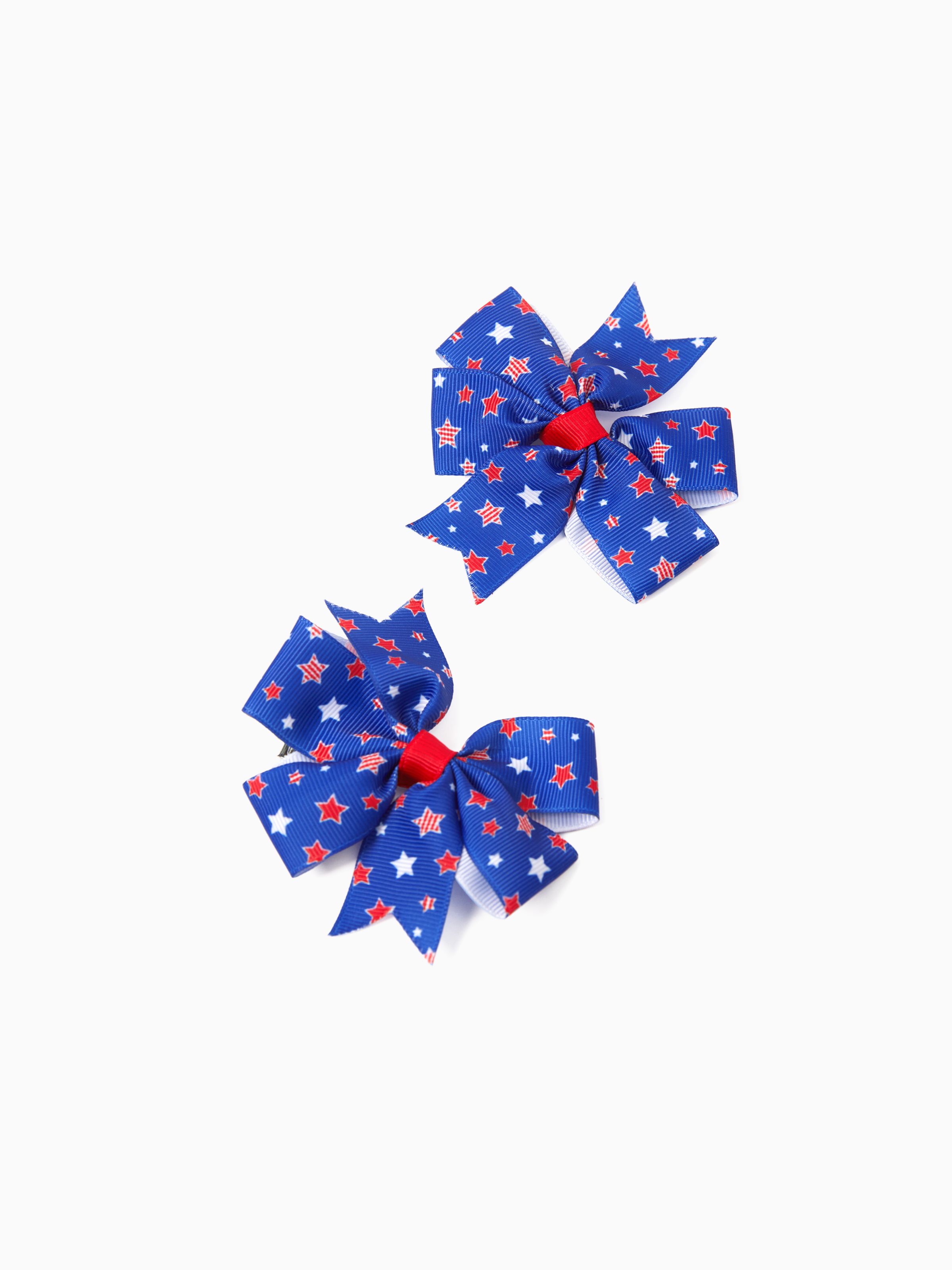 

2-Pack Toddler/Kid Independence Day Trendy Vibrant Blue and Red Hair Clips