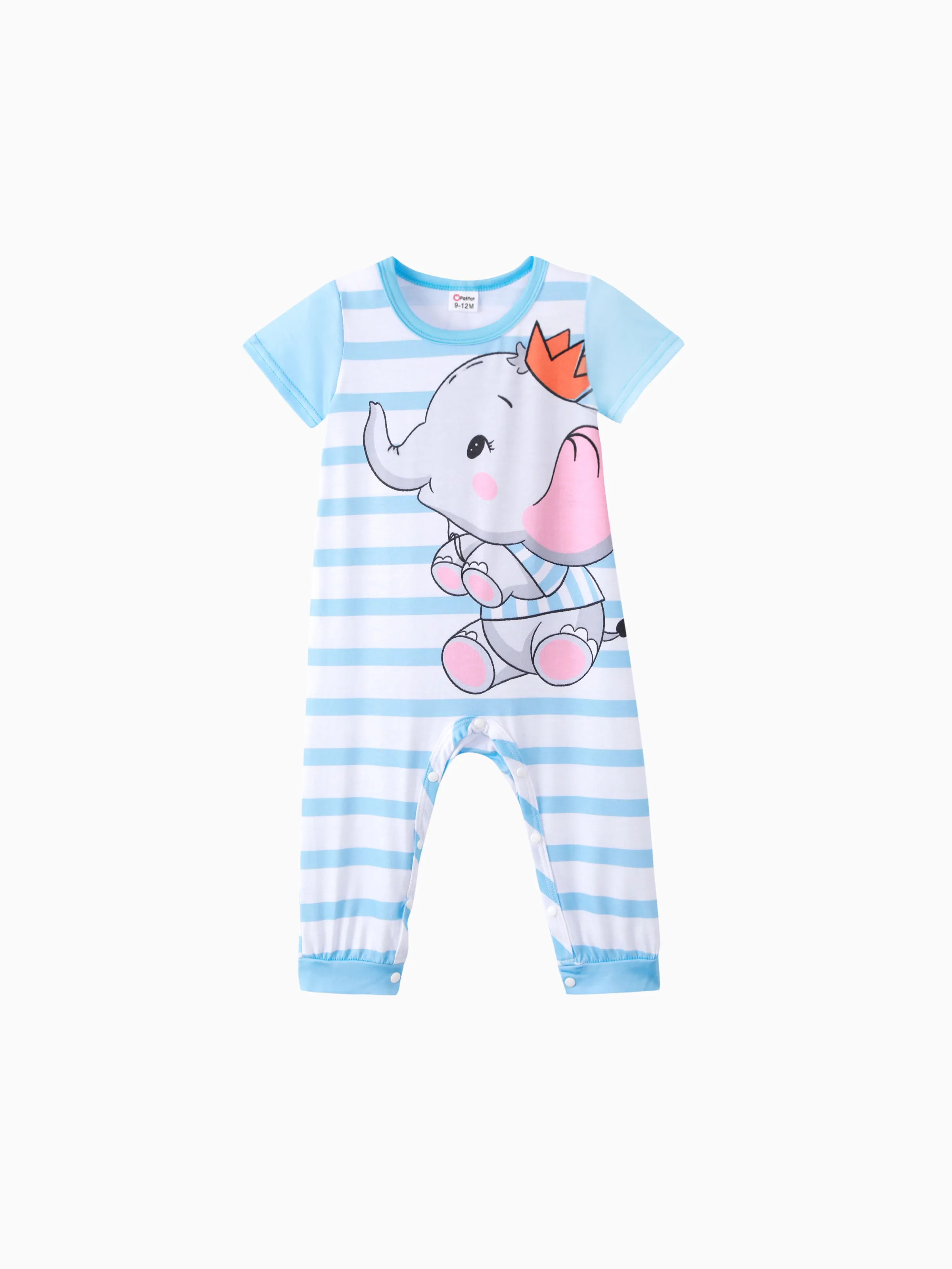 

Baby Boy/Girl Cartoon Elephant Print Short-sleeve Jumpsuit