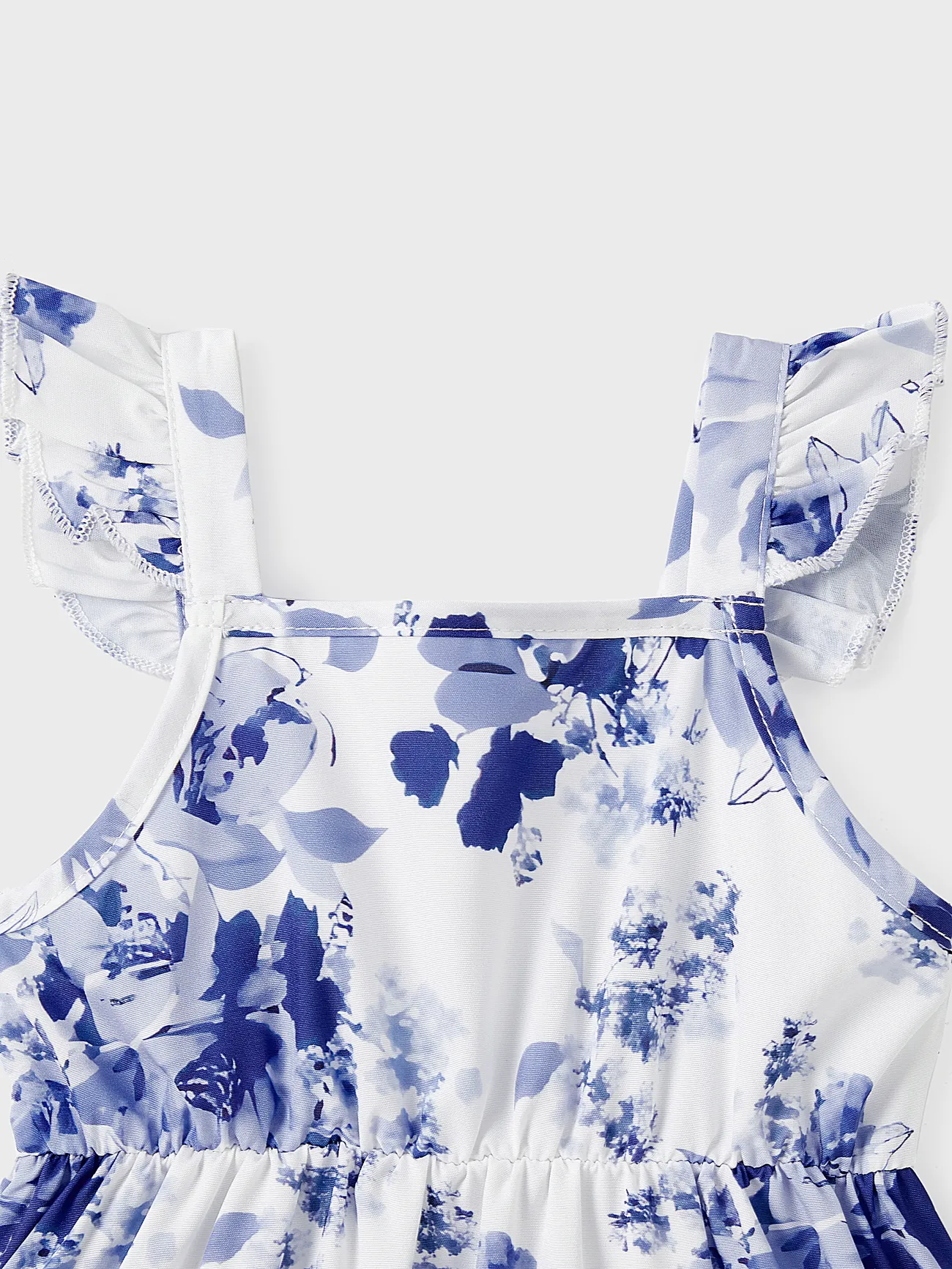 Baby Girl - Family Matching Allover Floral Print Belted Cami Dresses and Colorblock Striped Polo Neck T-shirts Sets - Blue - image 14