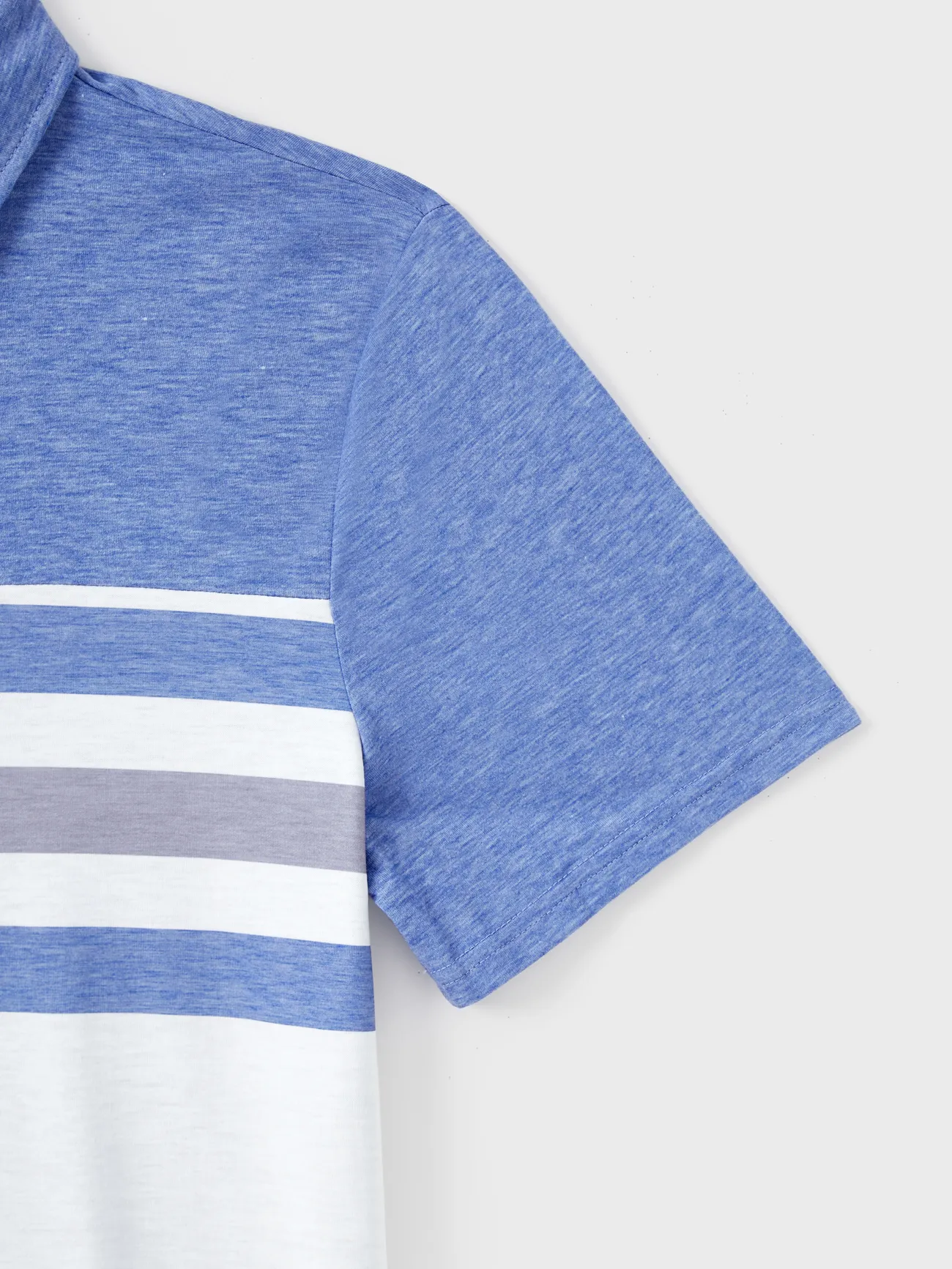 Men - Family Matching Allover Floral Print Belted Cami Dresses and Colorblock Striped Polo Neck T-shirts Sets - Blue - image 25