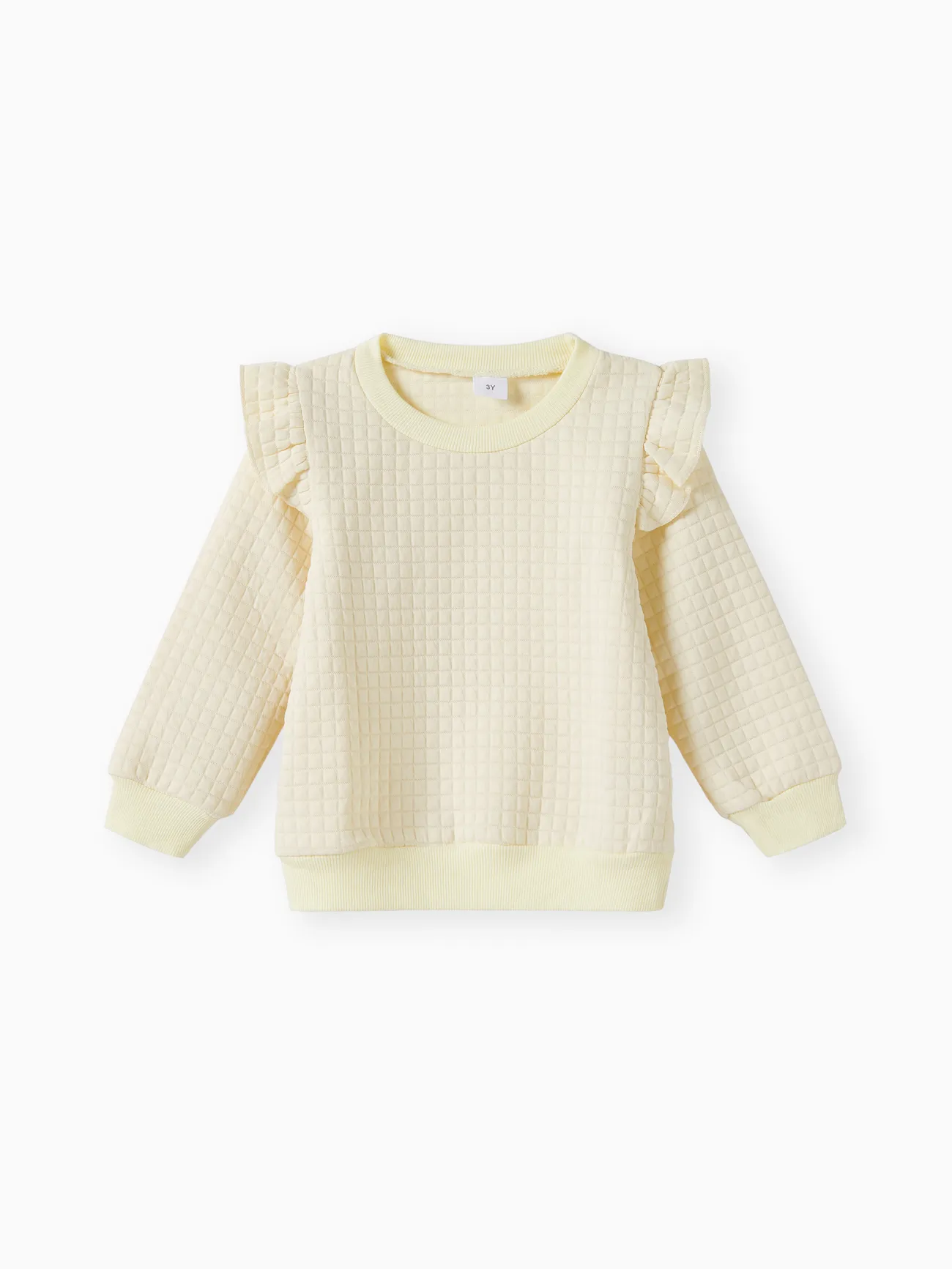 Toddler Girl Textured Ruffled Solid Pullover Sweatshirt