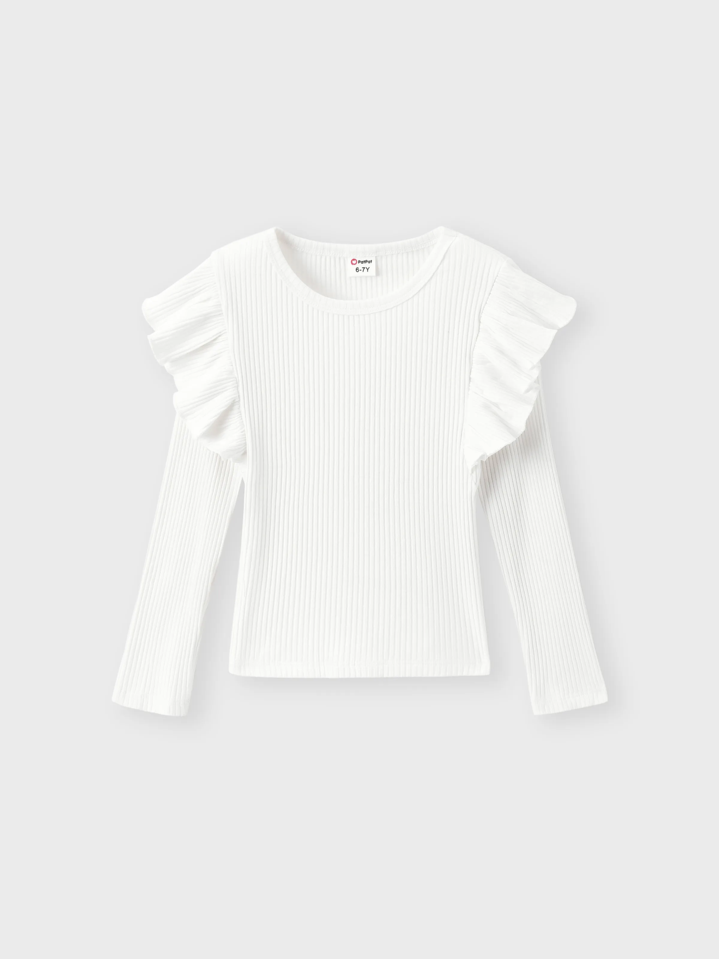 

Kid Girl Solid Ruffle T-Shirt Long Sleeve Set