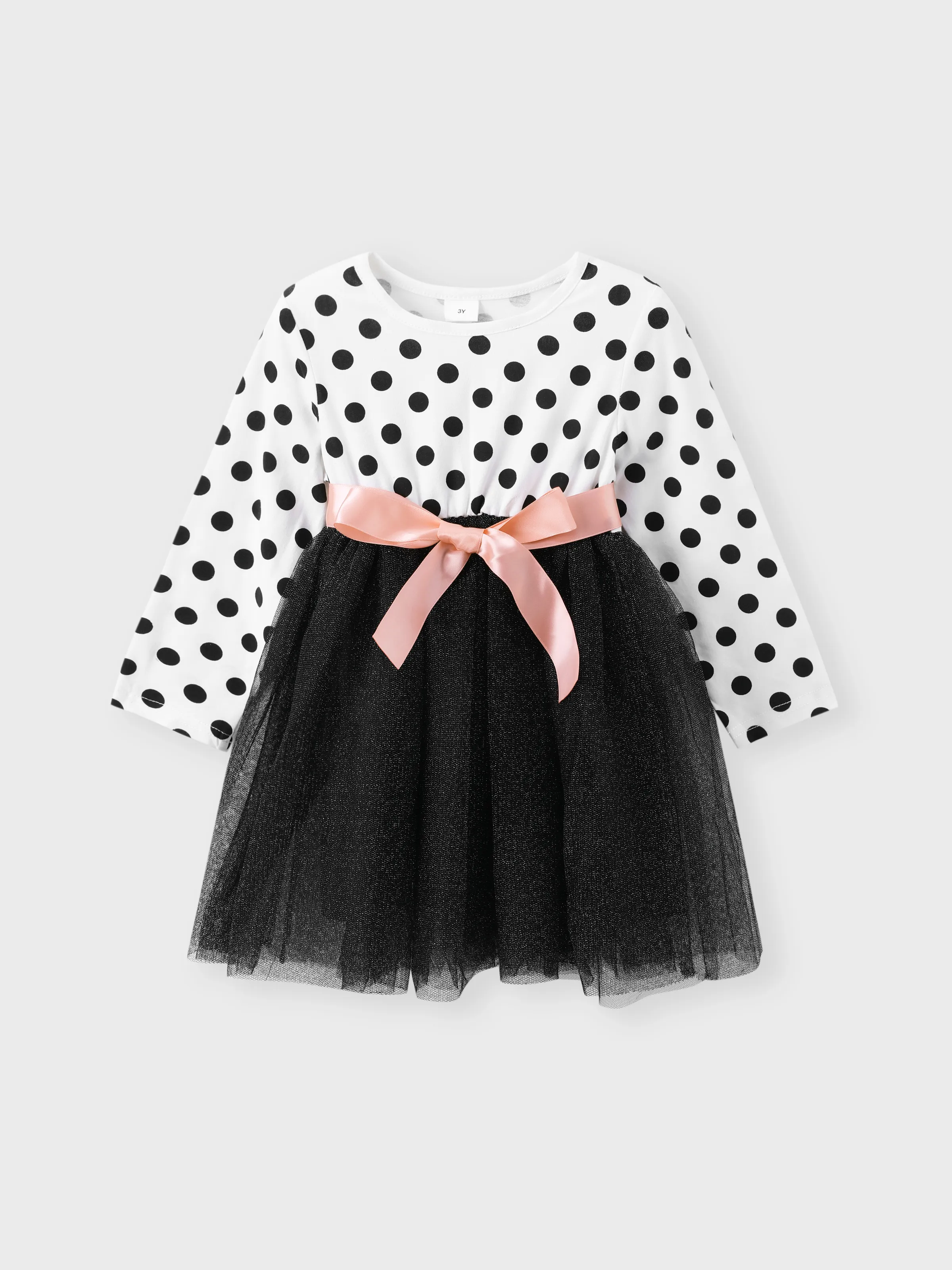 

Baby/Toddler Girl Pretty Polka Dot Bow Stitching Dress