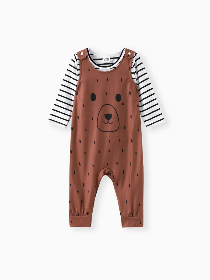 Baby Boy Striped Top & Animal Overalls Sets