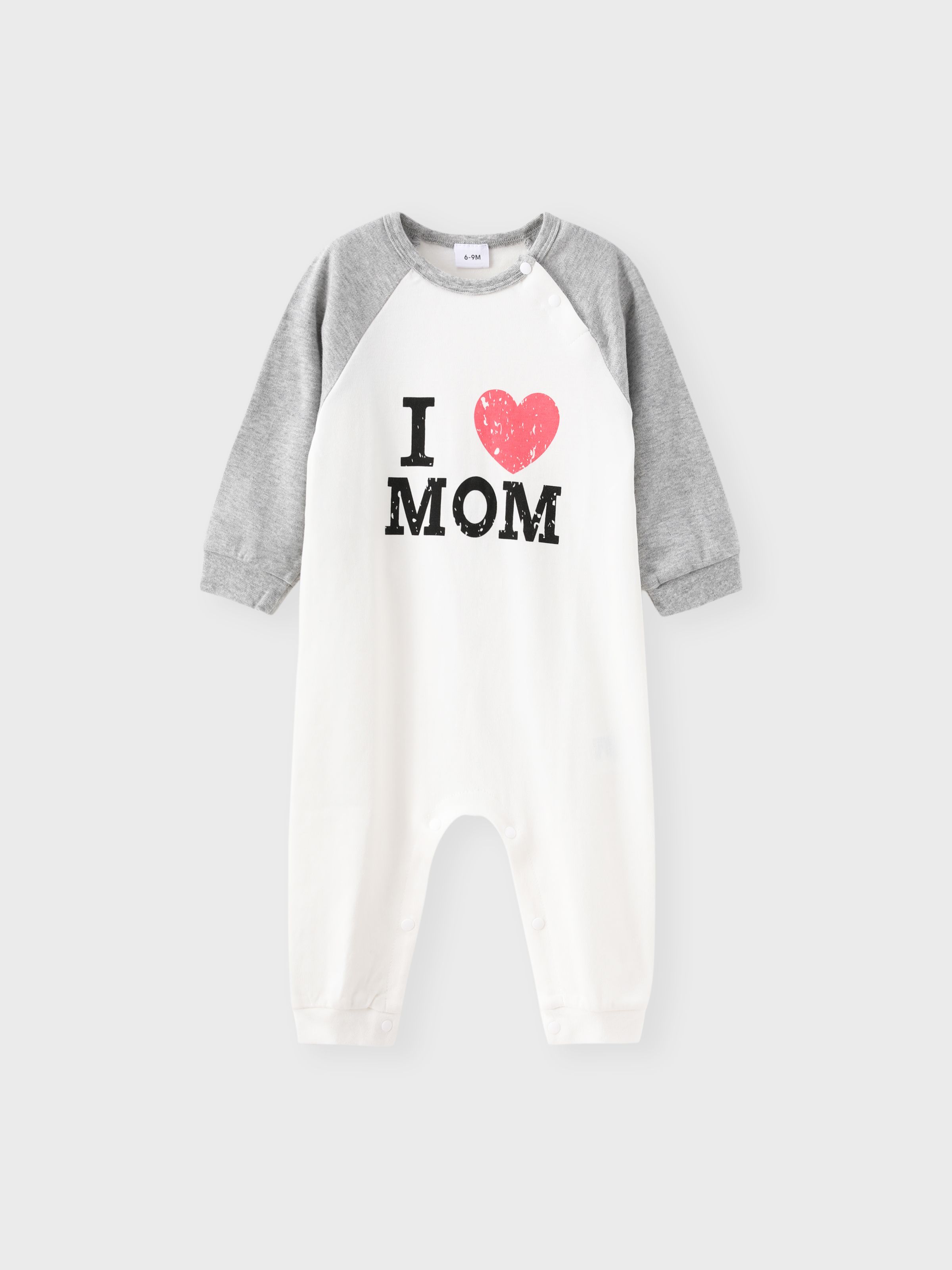 

100% Cotton Letter and Heart Print Long-sleeve Baby Jumpsuit