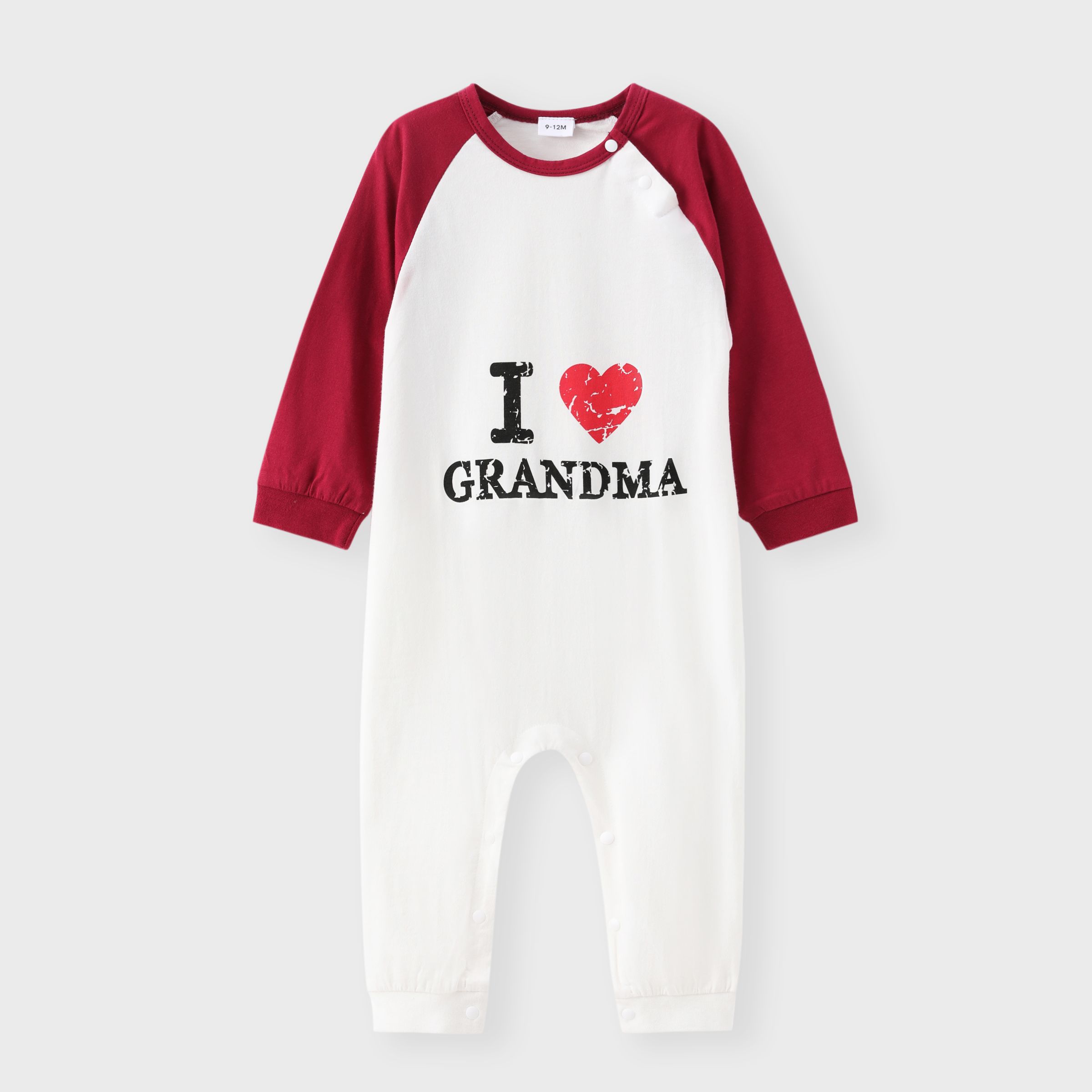 

100% Cotton Letter and Heart Print Long-sleeve Baby Jumpsuit