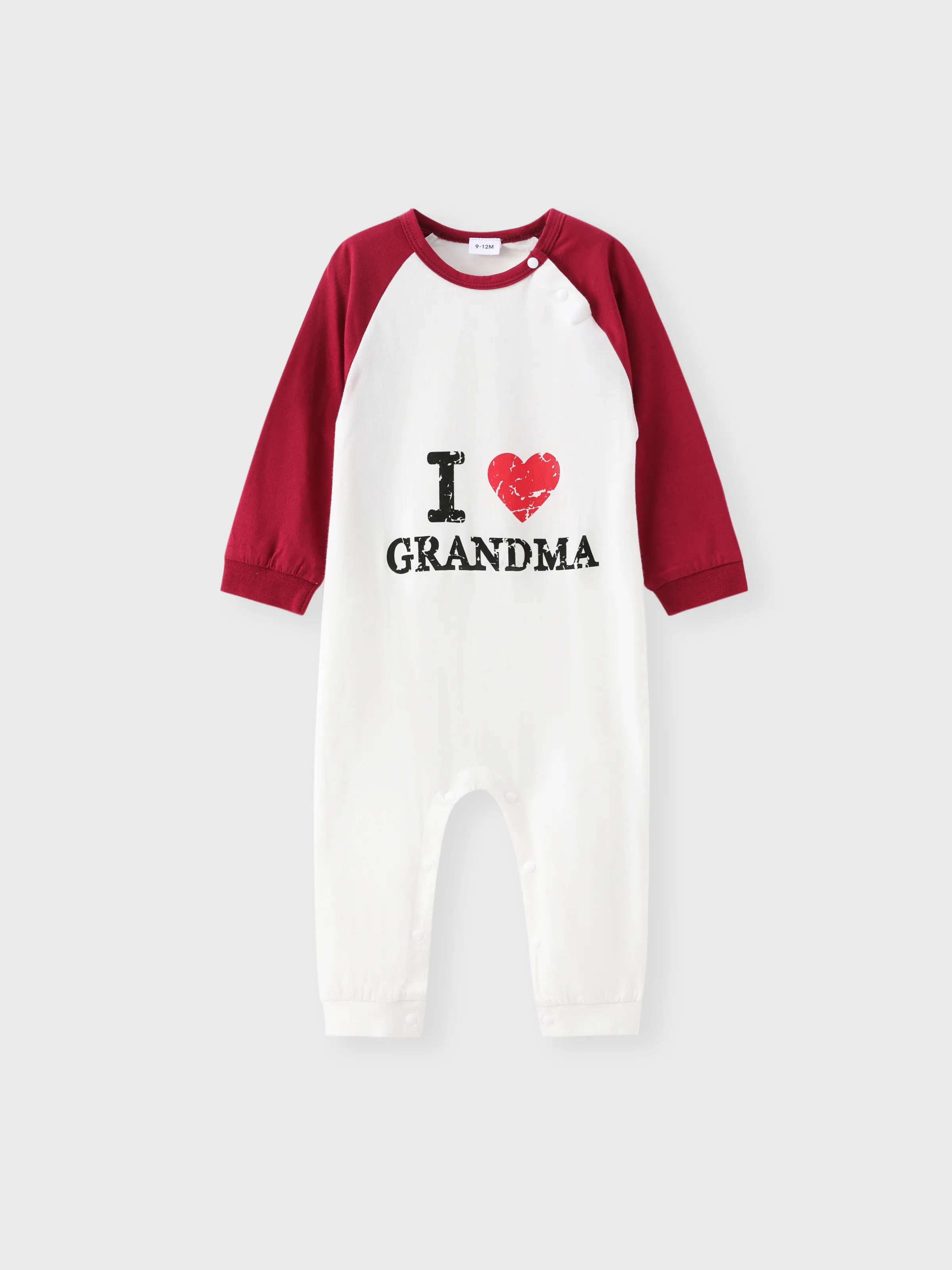 

100% Cotton Letter and Heart Print Long-sleeve Baby Jumpsuit