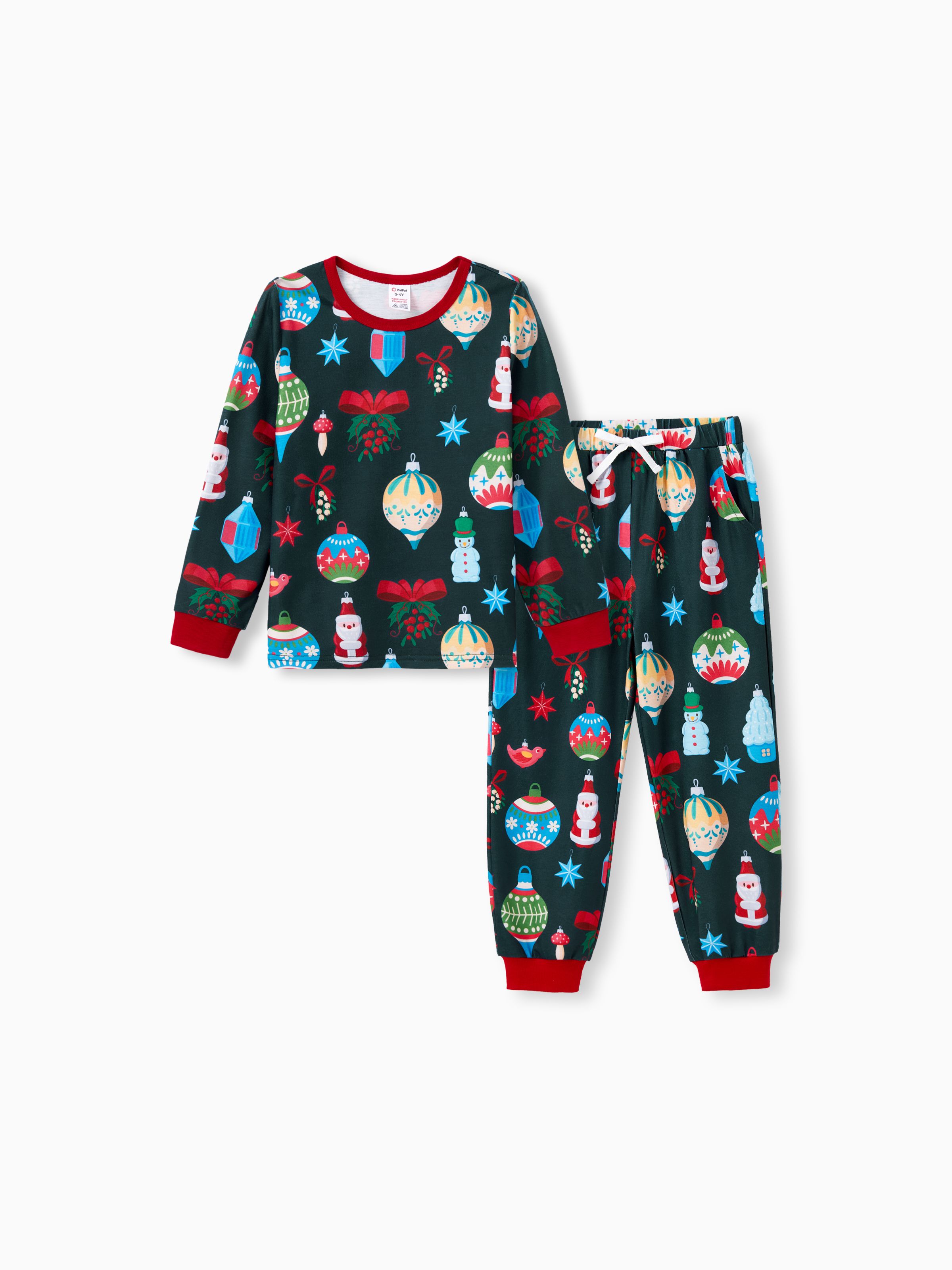 

Christmas Family Matching Allover Christmas Light Pattern Pajamas Sets with Drawstring and Pockets (Flame Resistant)