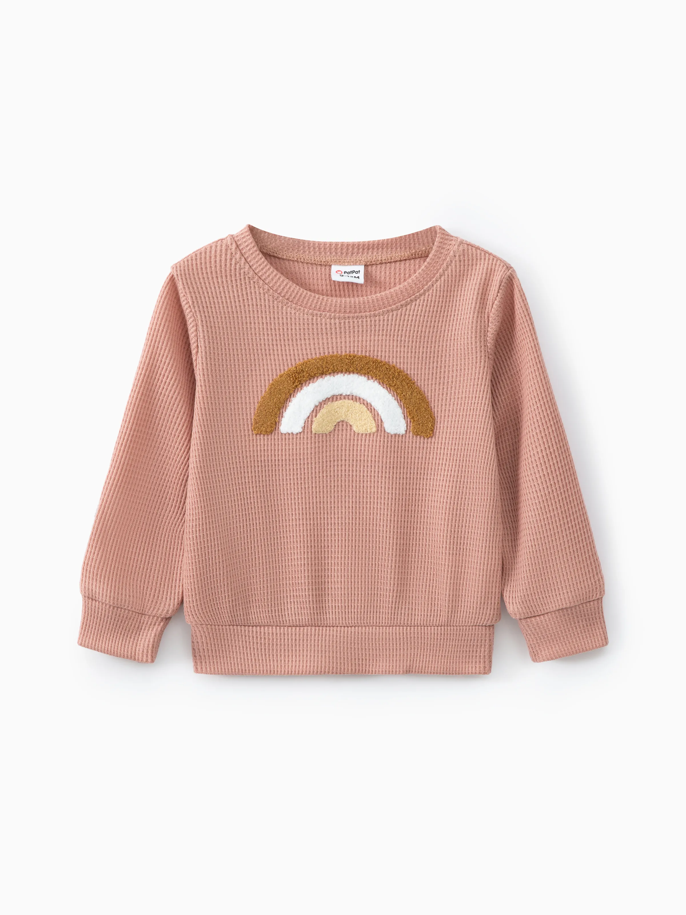 

Baby Boy/Girl Rainbow Pattern Waffle Long-sleeve Pullover Sweatshirt