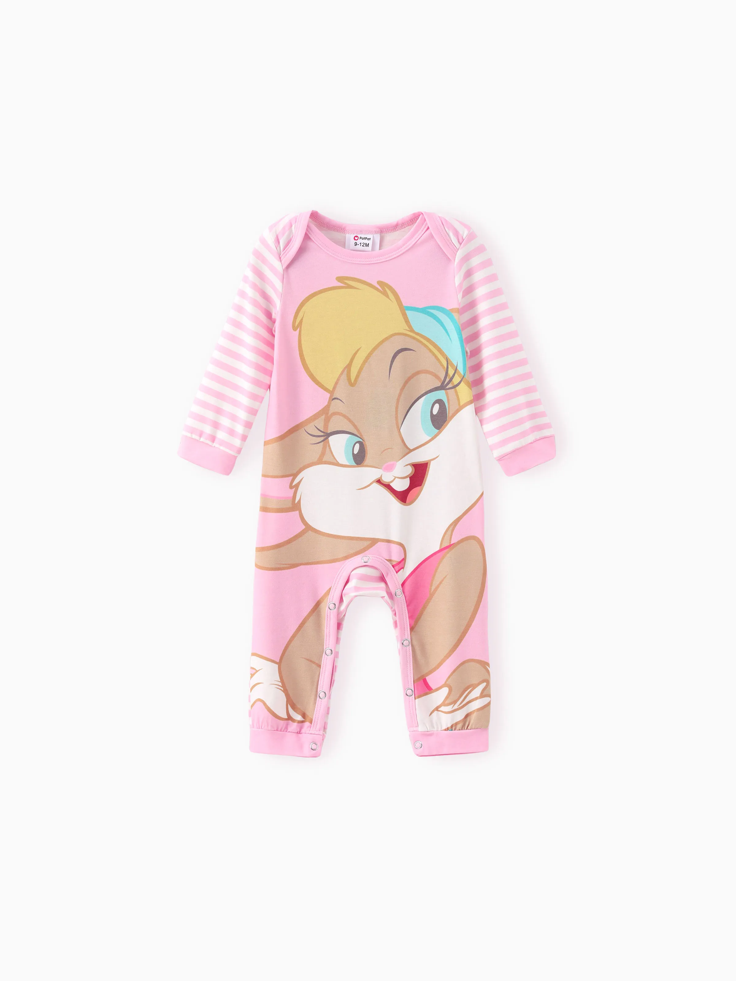 

Looney Tunes Baby Boy/Girl Cartoon Animal Print Striped Long-sleeve Naia™ Jumpsuit