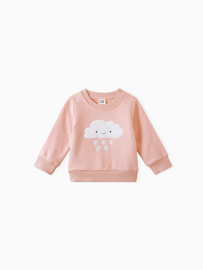 Baby Boy/Girl Cloud Embroidered Long-sleeve Pullover Sweatshirt