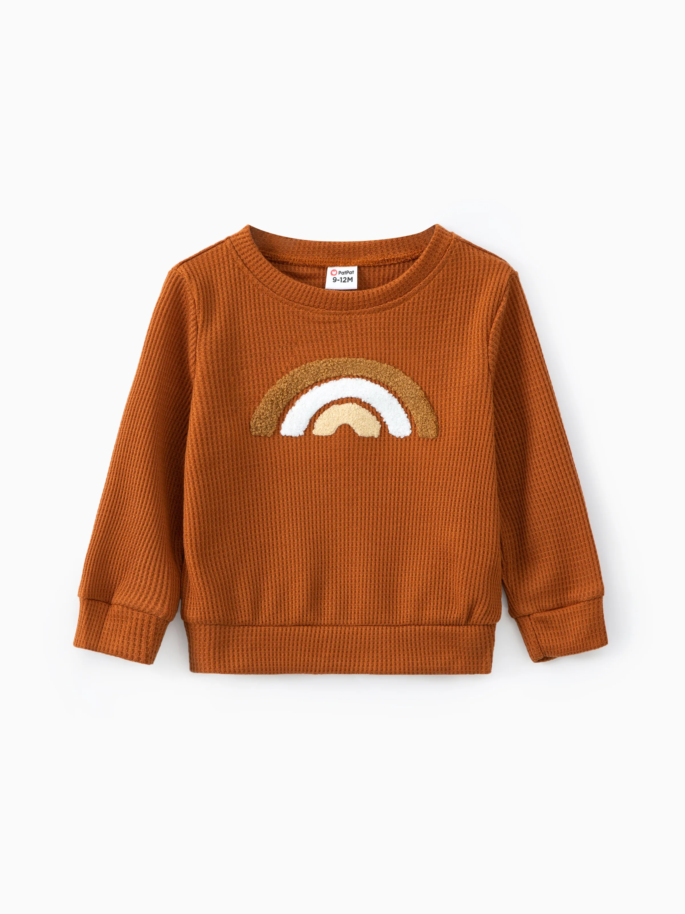 

Baby Boy/Girl Rainbow Pattern Waffle Long-sleeve Pullover Sweatshirt