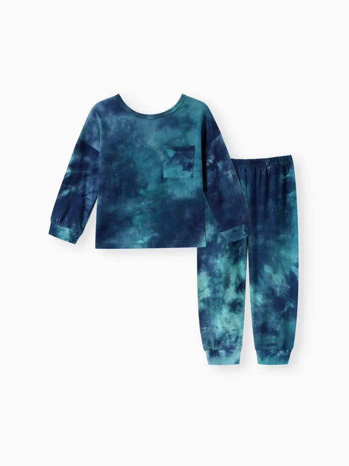 2pcs Toddler Girl/Boy Cotton Tie Dye Pullover Sweatshirt and Pants Set