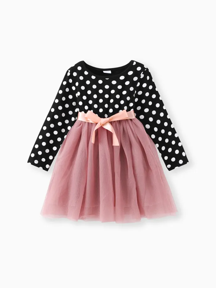 Baby/Toddler Girl Pretty Polka Dot Bow Stitching Dress