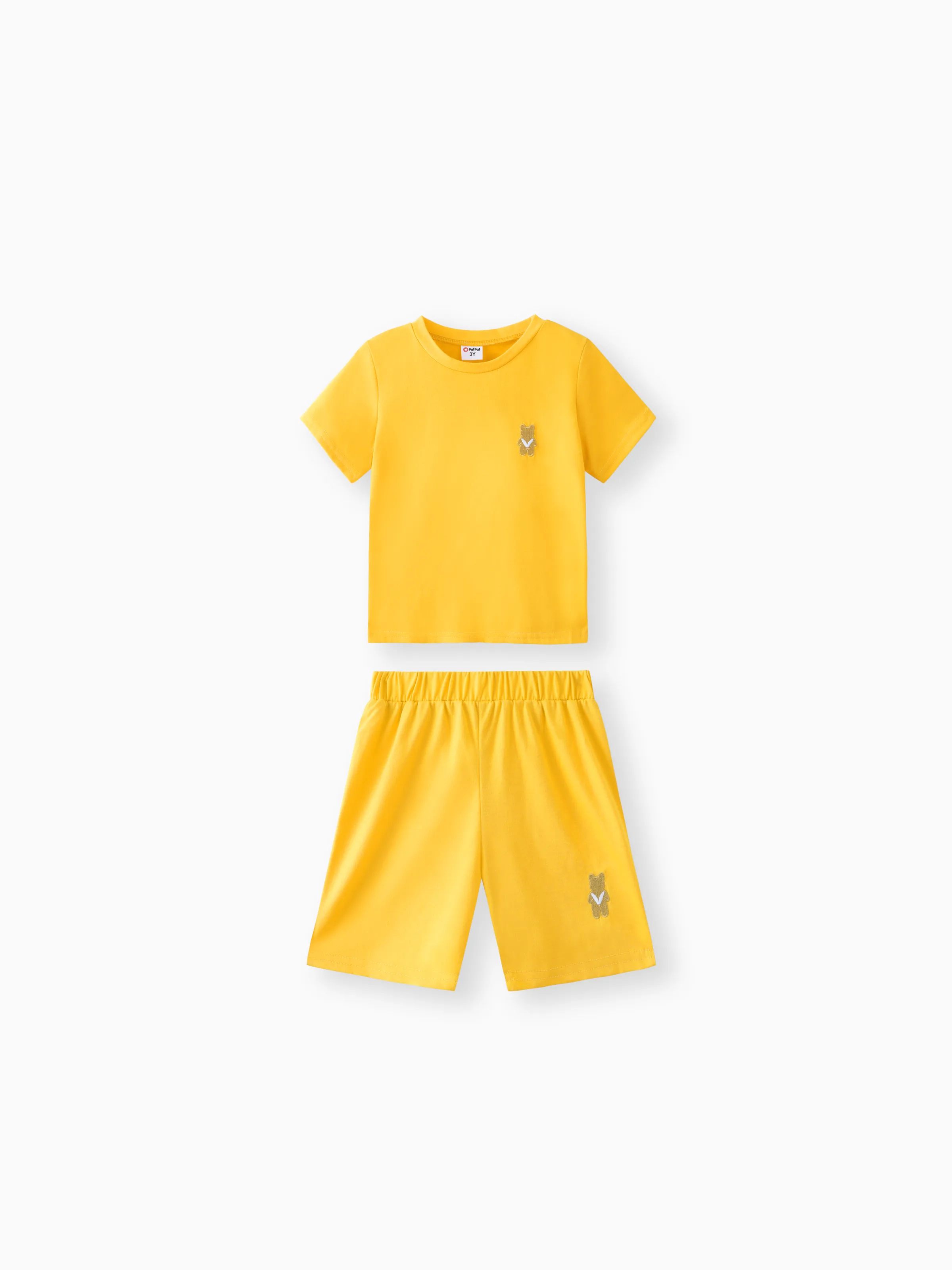 

Toddler Boy 2pcs Casual Solid Tee and Shorts Set