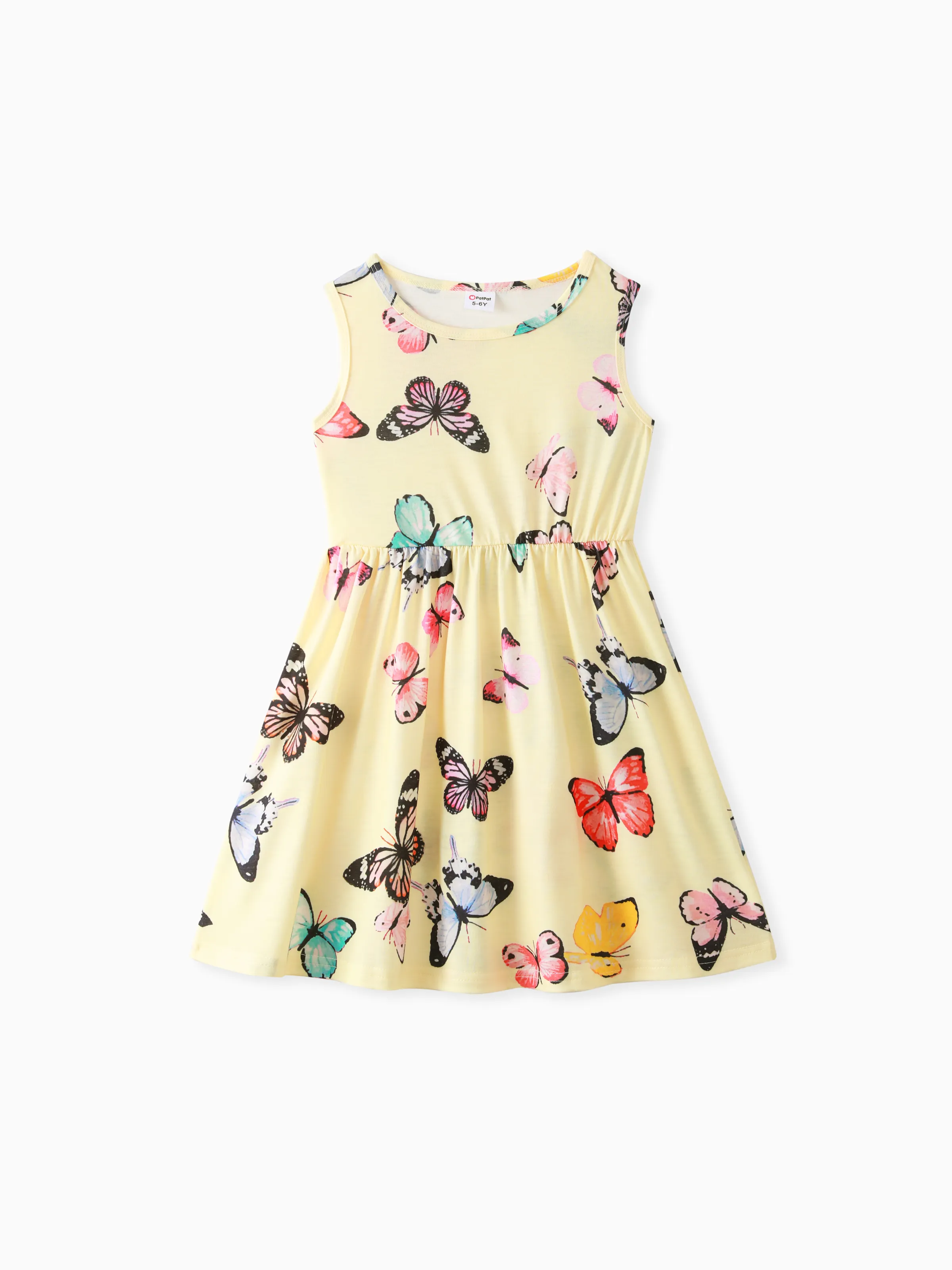 Easter Kid Girl Bunny Butterfly Print Sleeveless Dress