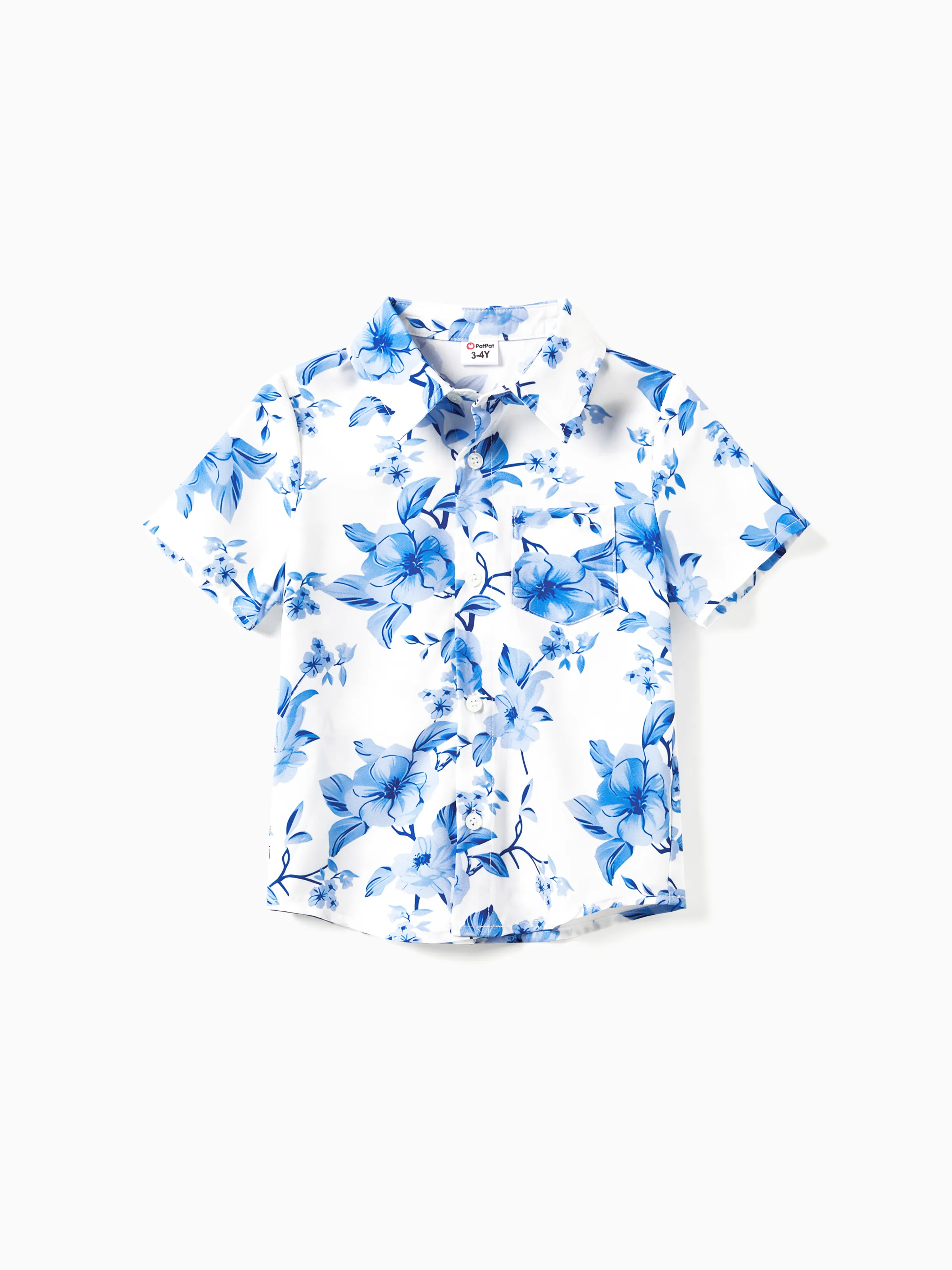 

Family Matching Sets Blue Floral Beach Shirt or Irregular Hem Flowy Strap Dress