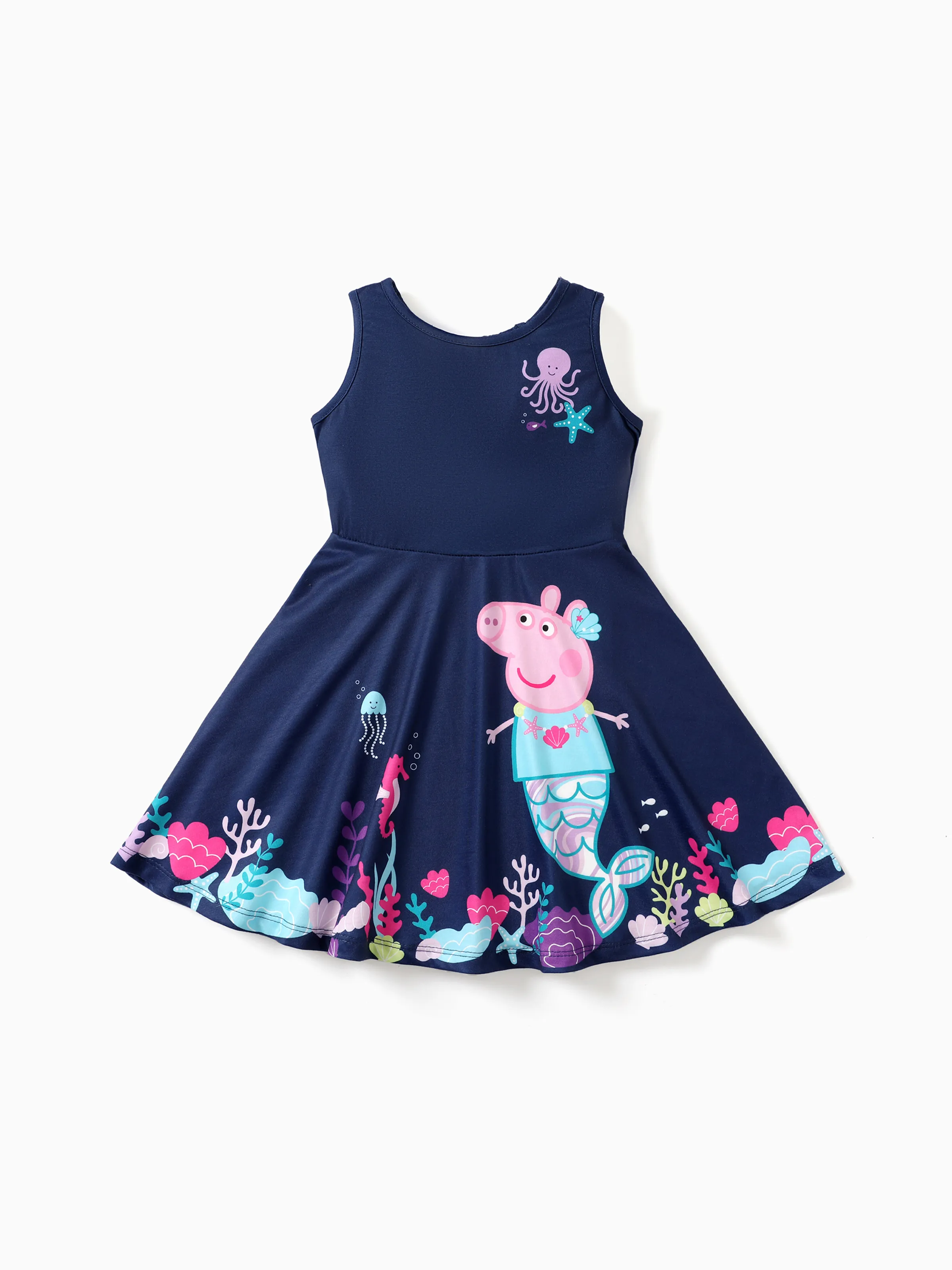 

Peppa Pig 1pc Toddler Girl Character Print Ocean-Themed/Cactus Sleeveless Dress