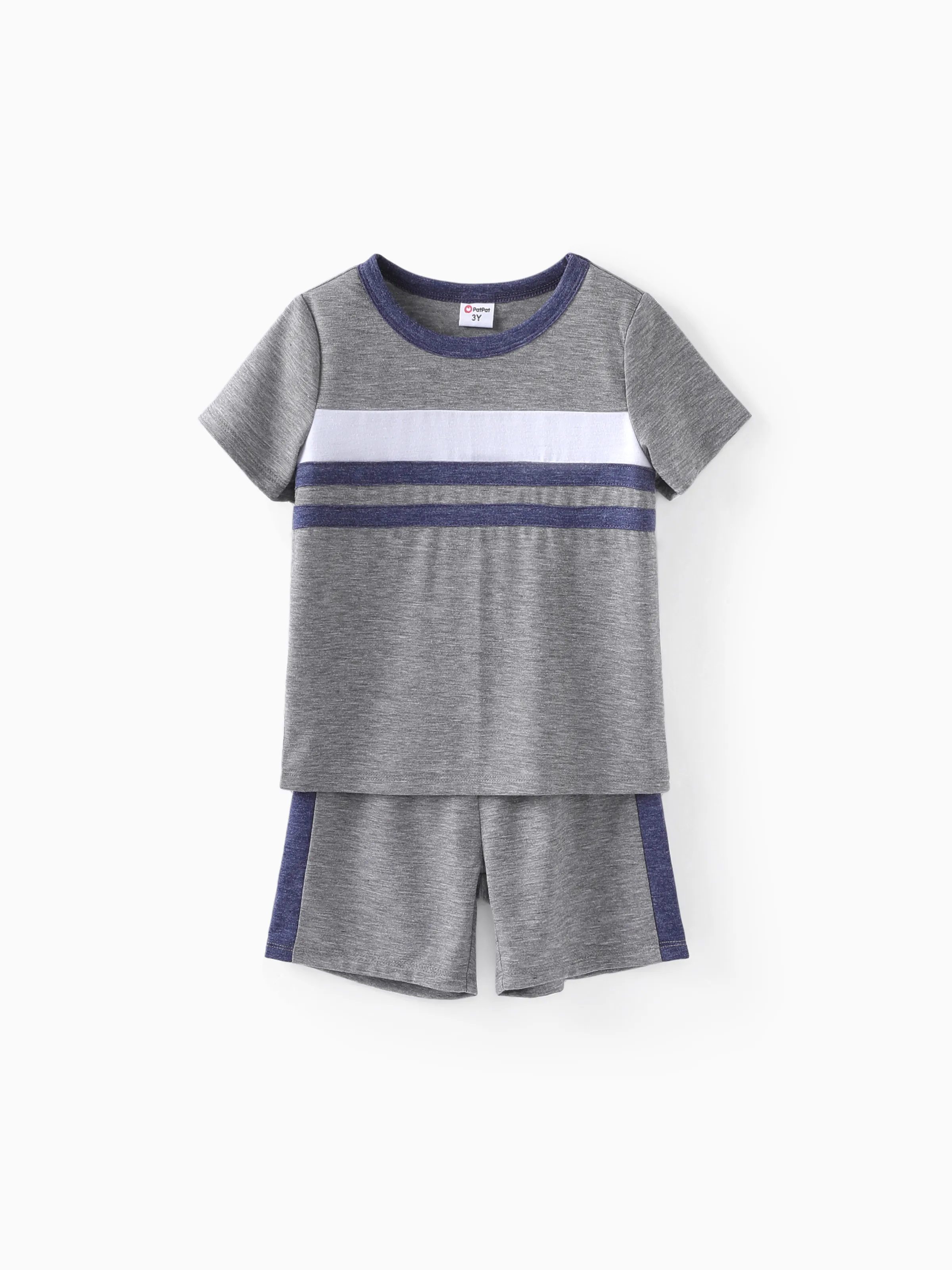 

Toddler Boy 2pcs Colorblock Tee and Shorts Set