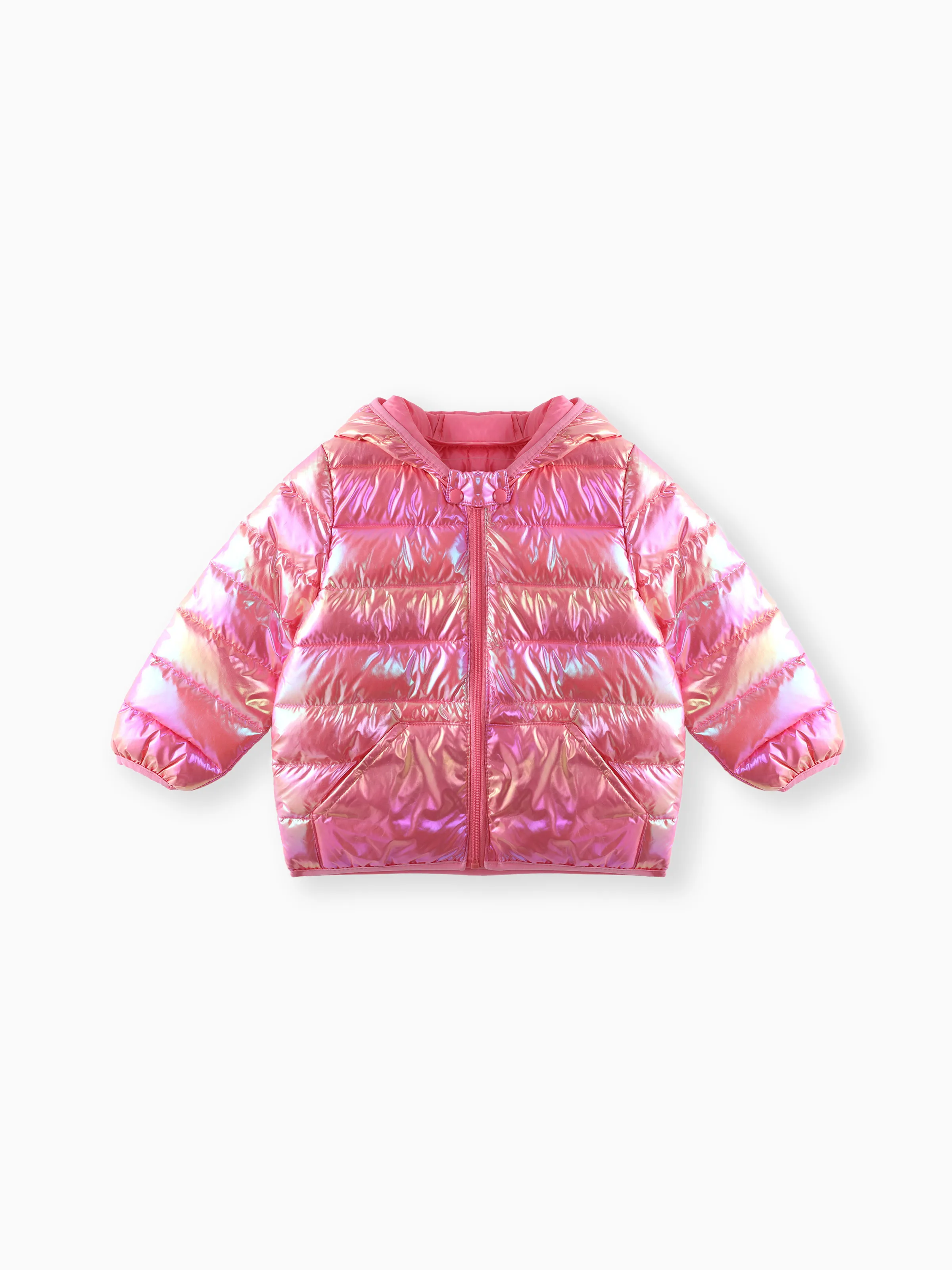 

Toddler Boy/Toddler Girl 3D Ear Design Metallic Quilted Puffer Jacket