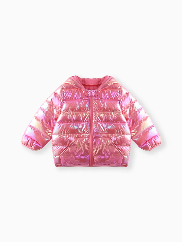 Toddler Boy/Toddler Girl 3D Ear Design Metallic Quilted Puffer Jacket