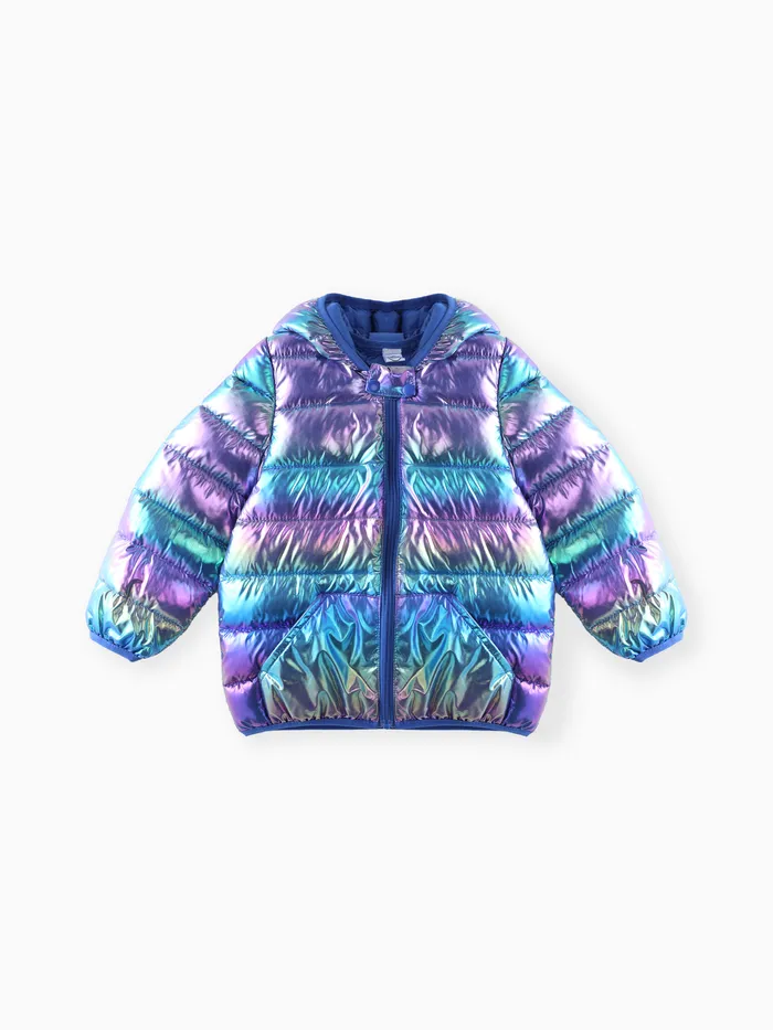 Kleinkind Junge/Kleinkind Mädchen 3D Ohr Design Metallic Gesteppte Daunenjacke