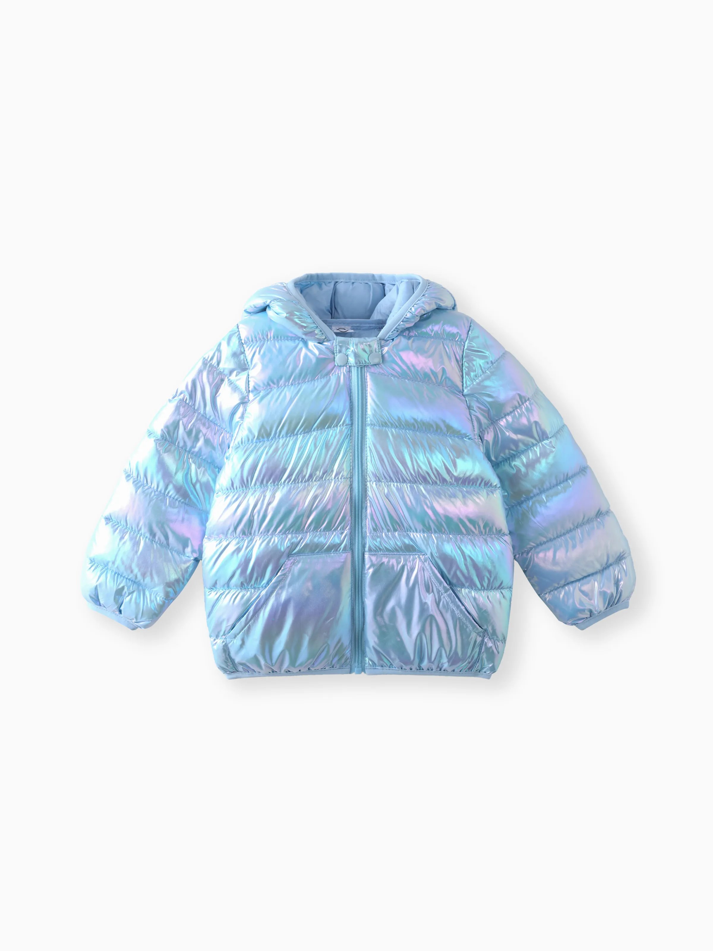 

Toddler Boy/Toddler Girl 3D Ear Design Metallic Quilted Puffer Jacket