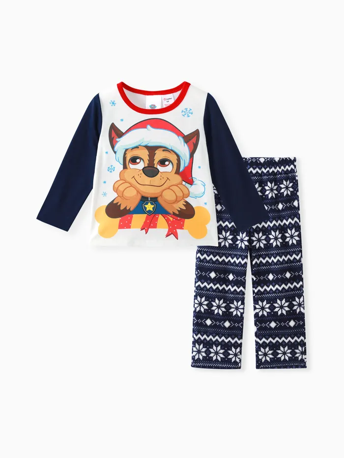 PAW Patrol 2pcs Toddler Boy/Girl Marshall Skye Chase Long-sleeve Tee and Polar Fleece Pants Pajamas Sleepwear Set