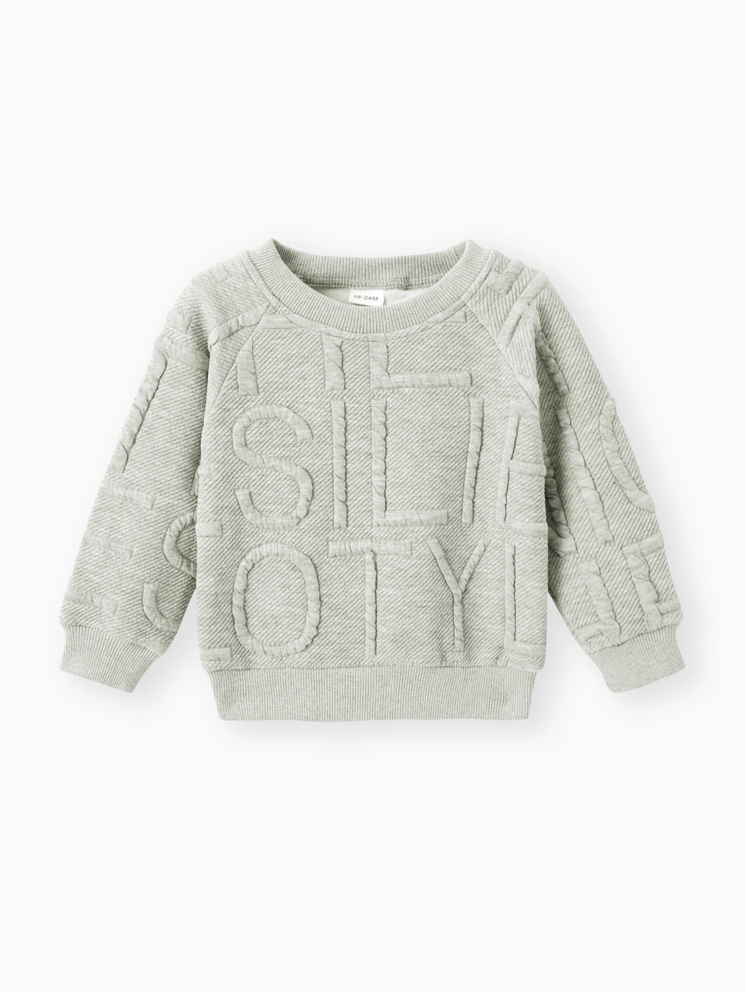 

Toddler Boy/Girl Letter Textured Solid Pullover Sweatshirt