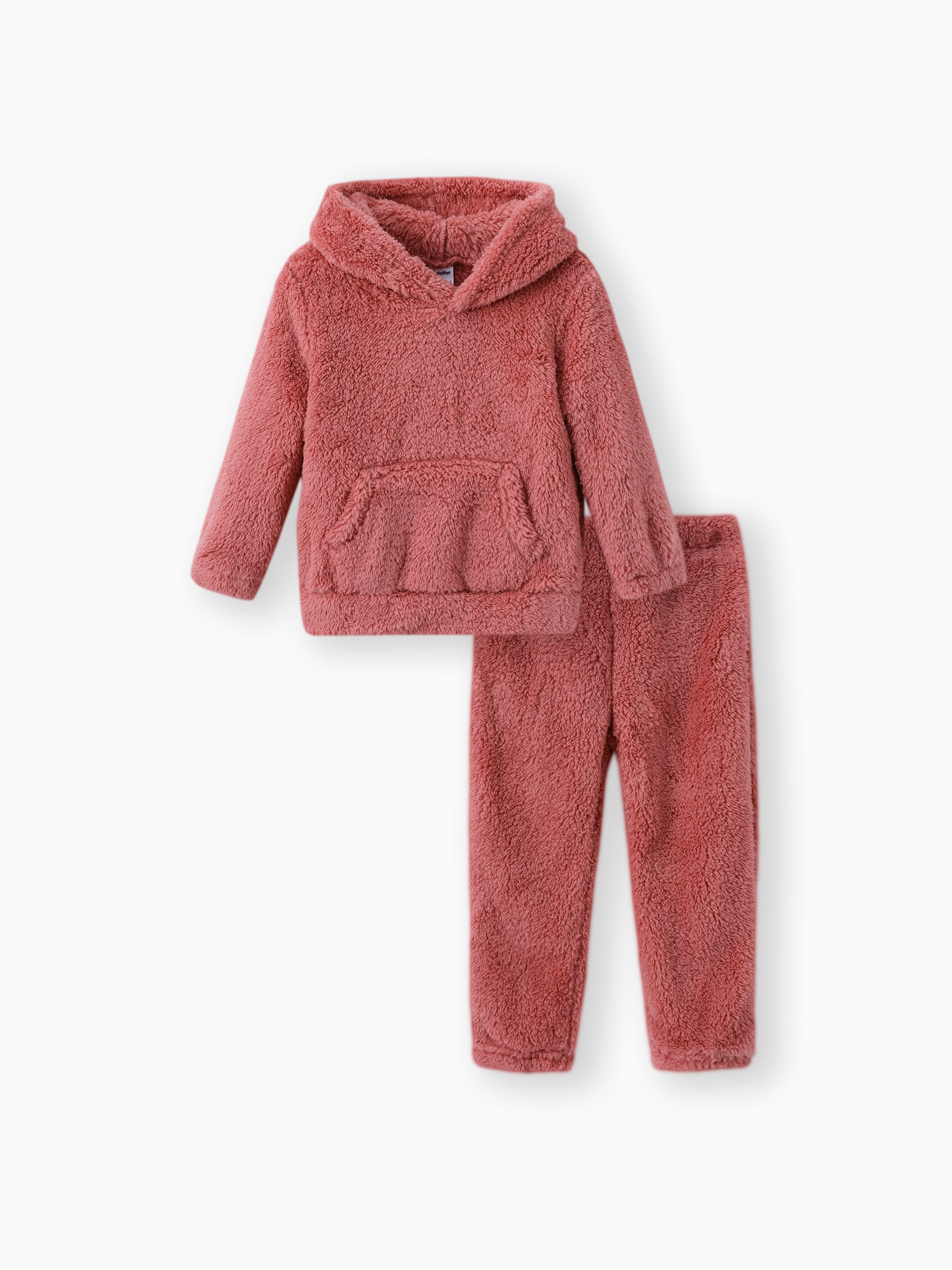 

Toddler Girl/Toddler Boy 2pcs Fuzzy Hoodie Sweatshirt and Pants Set