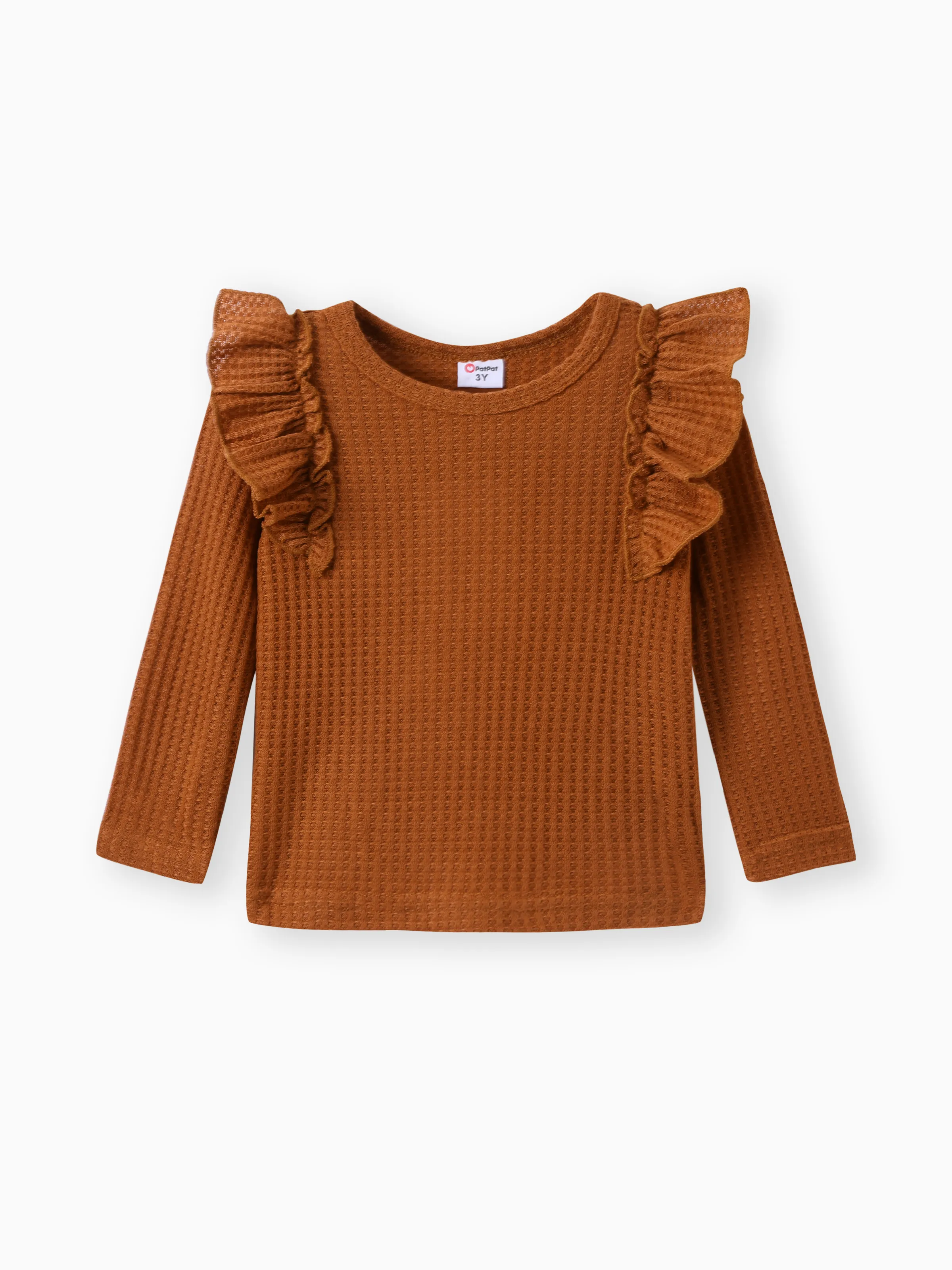 

Toddler Girl Ruffled Waffle Solid Long-sleeve Tee