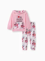 

2-piece Toddler Girl Letter Floral Print Hoodie and Pants Set