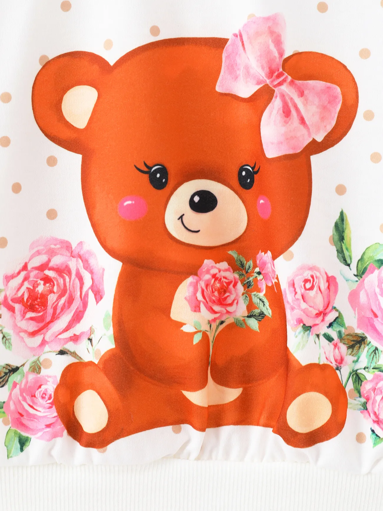 White - Toddler Girl Bear Style Childlike Sweatshirt - image 3
