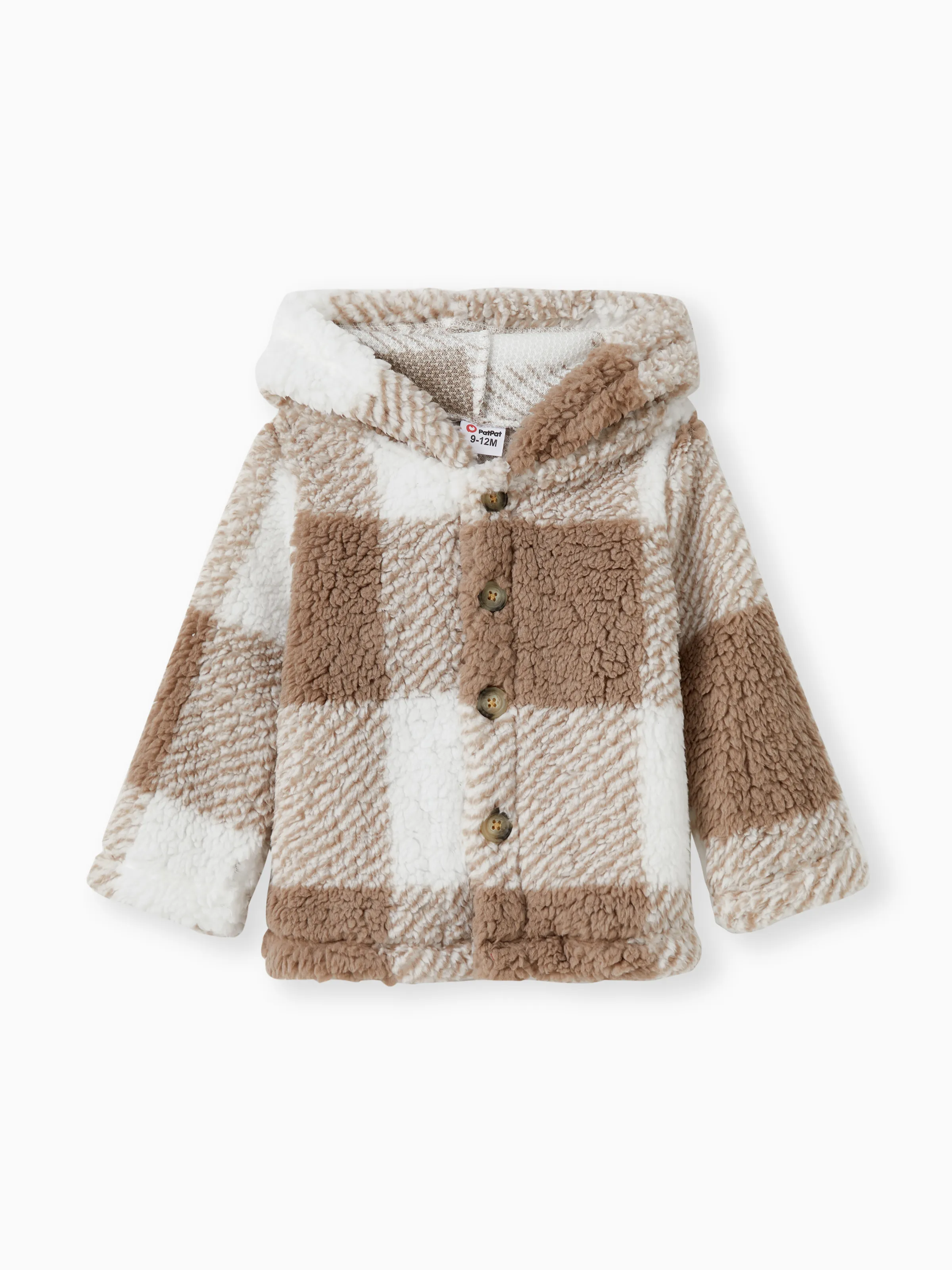

Baby Boy Hooded Casual Grid/Houndstooth Pattern Jacket