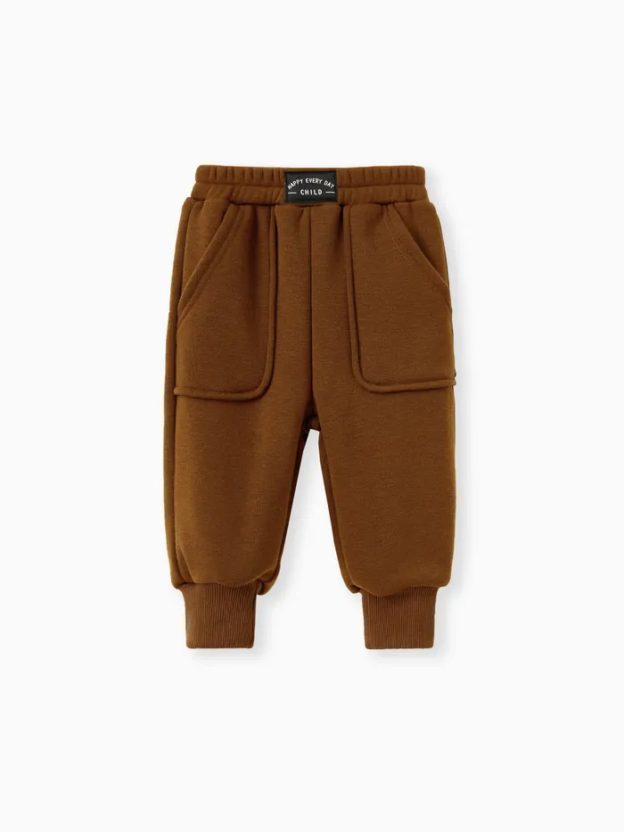 Baby Boy/Girl Solid Fleece-lining Casual Pants