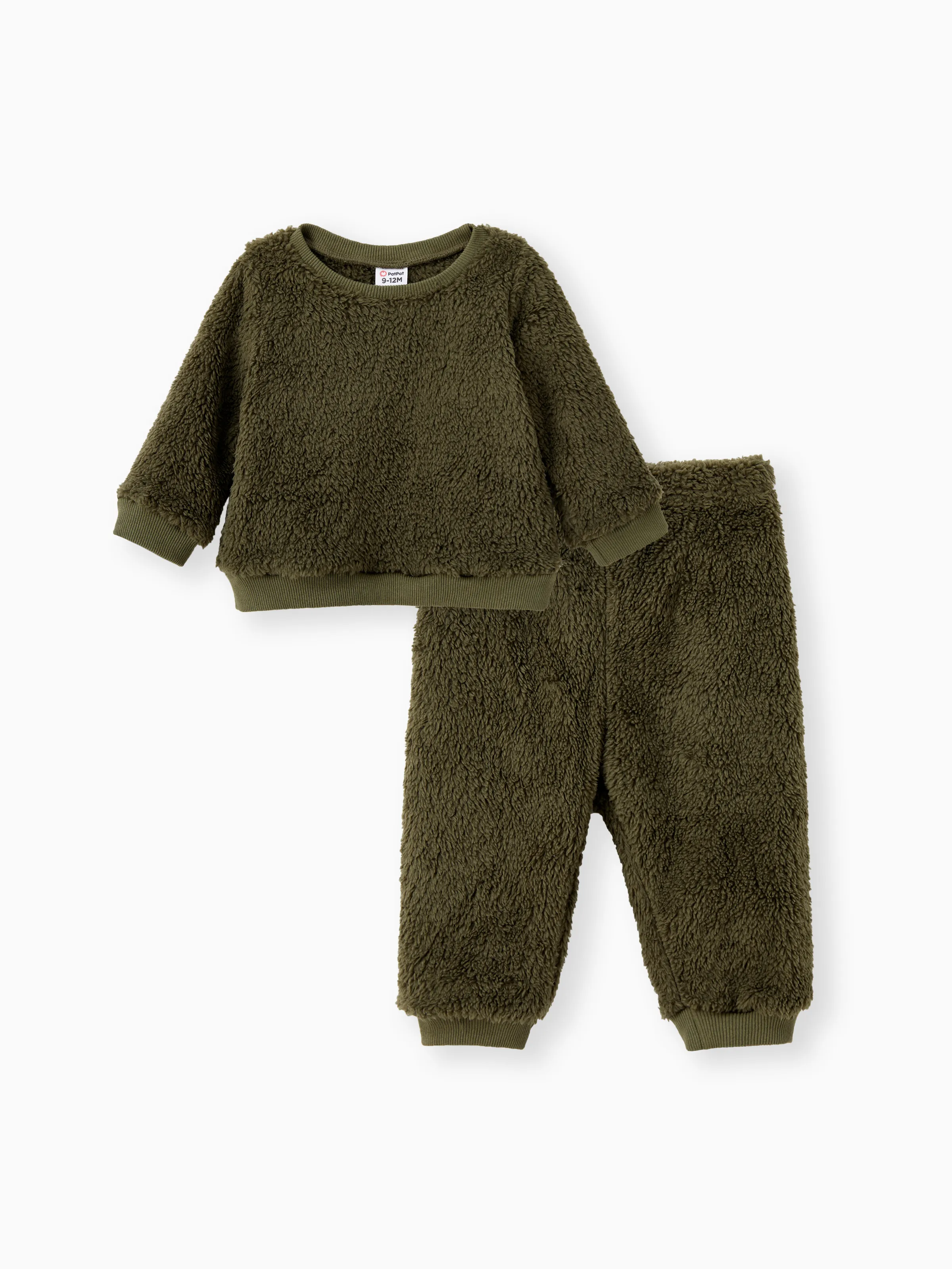 

2pcs Baby Boy/Girl Thermal Fuzzy Long-sleeve Pullover and Pants Set