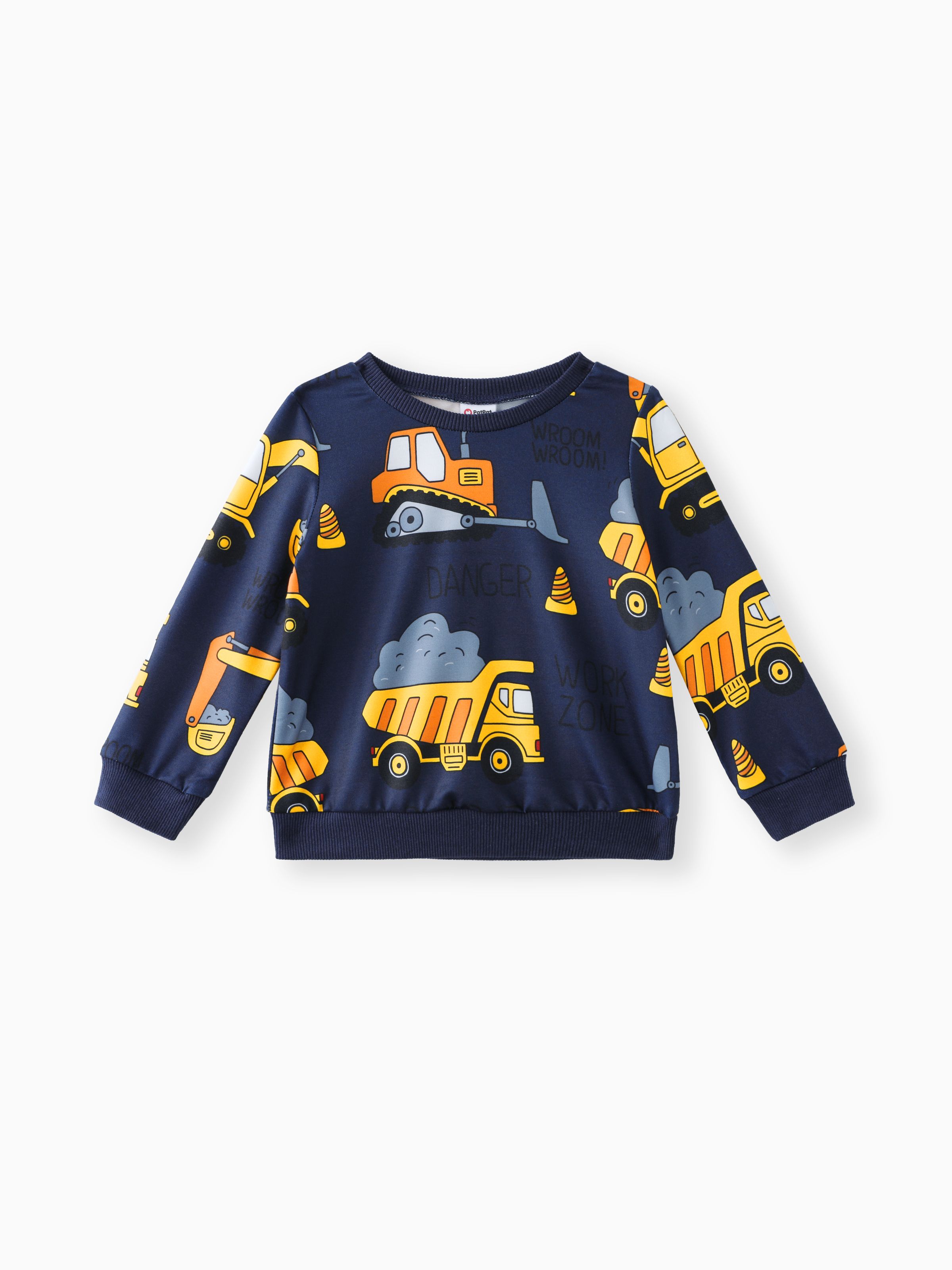 

Toddler Boy Vehicle Excavator Print Pullover Sweatshirt