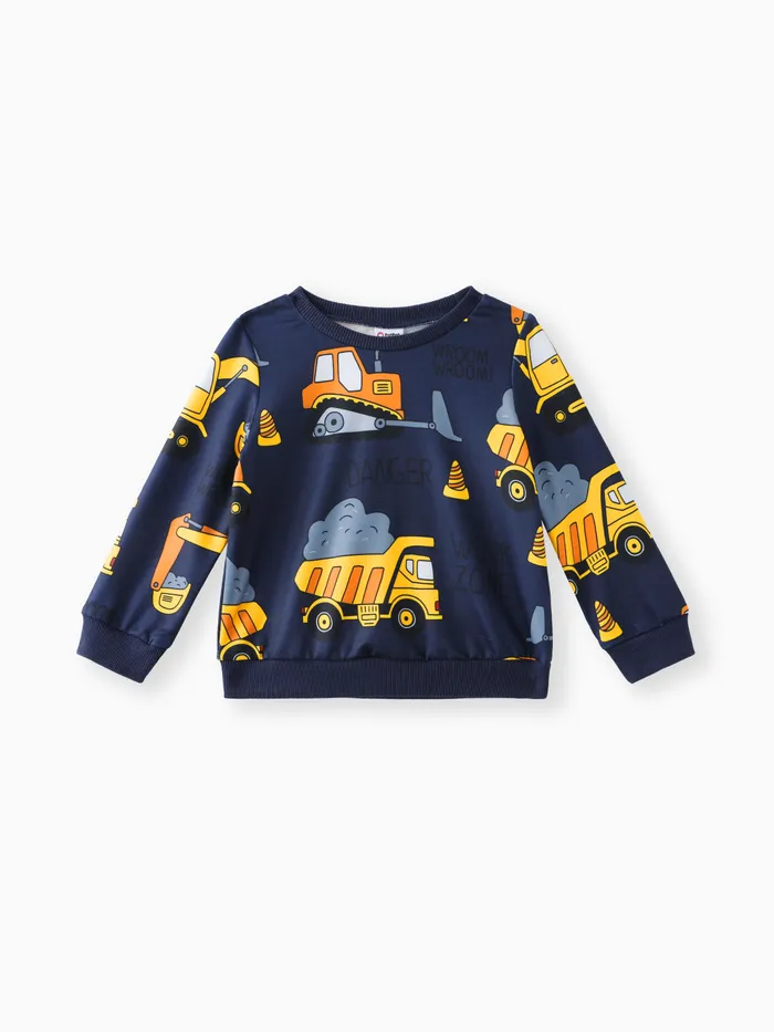 Toddler Boy Vehicle Excavator Print Pullover Sweatshirt