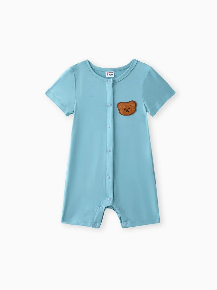 Childlike Solid Color Romper with Secret Button for Unisex Baby