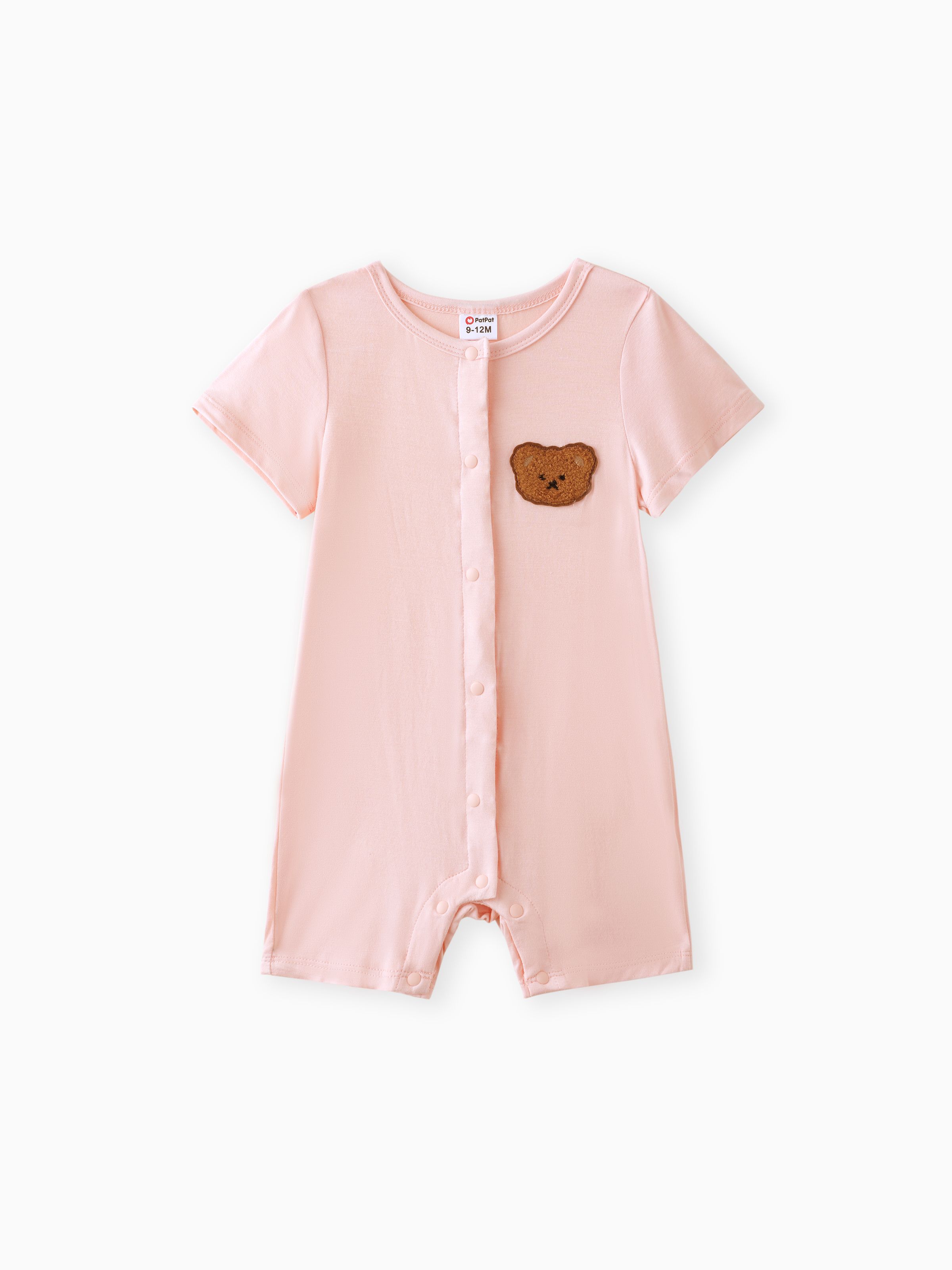 

Childlike Solid Color Romper with Secret Button for Unisex Baby