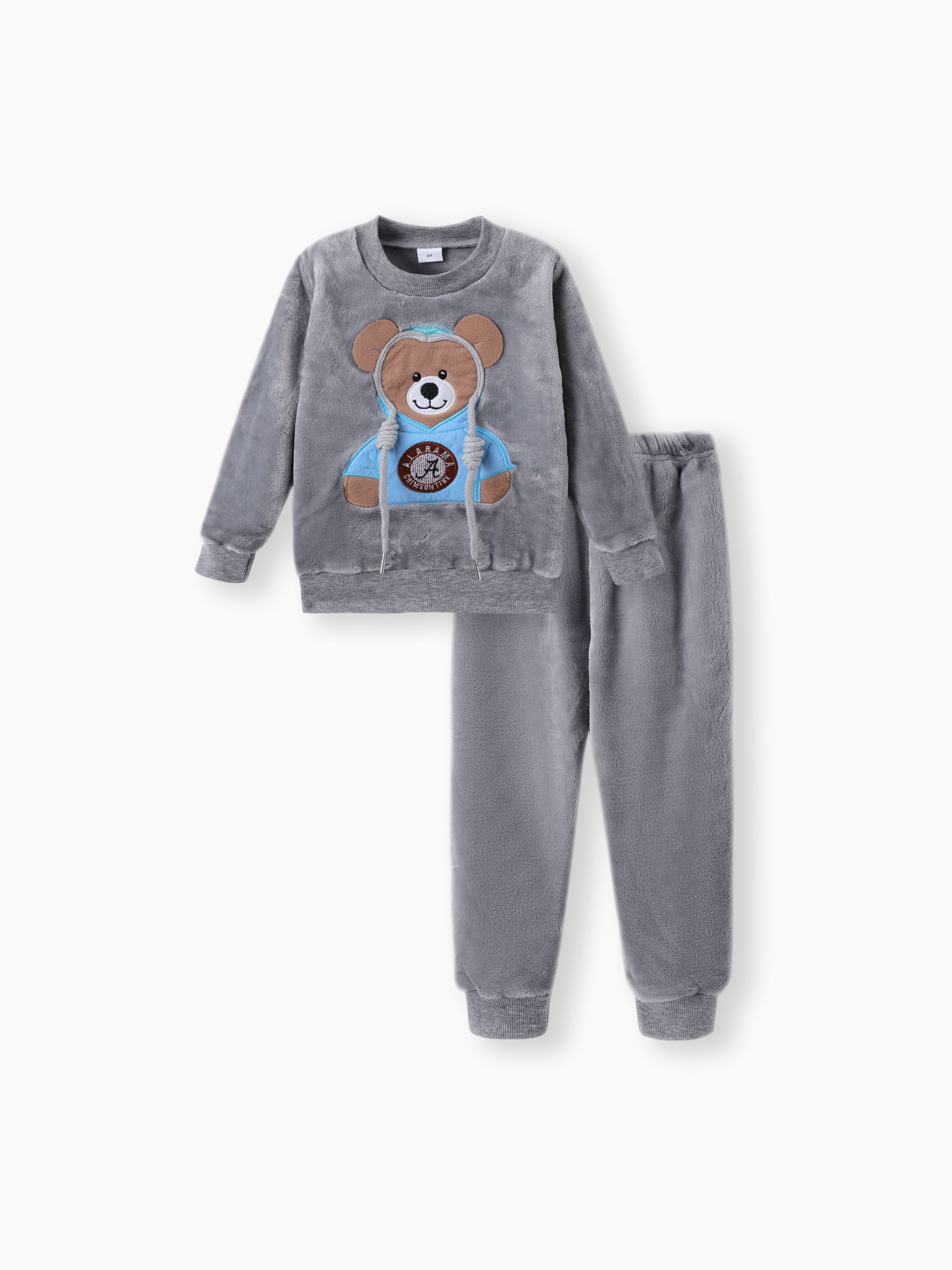 

Toddler Teddy Bear Applique Long-sleeve Flannelette Set