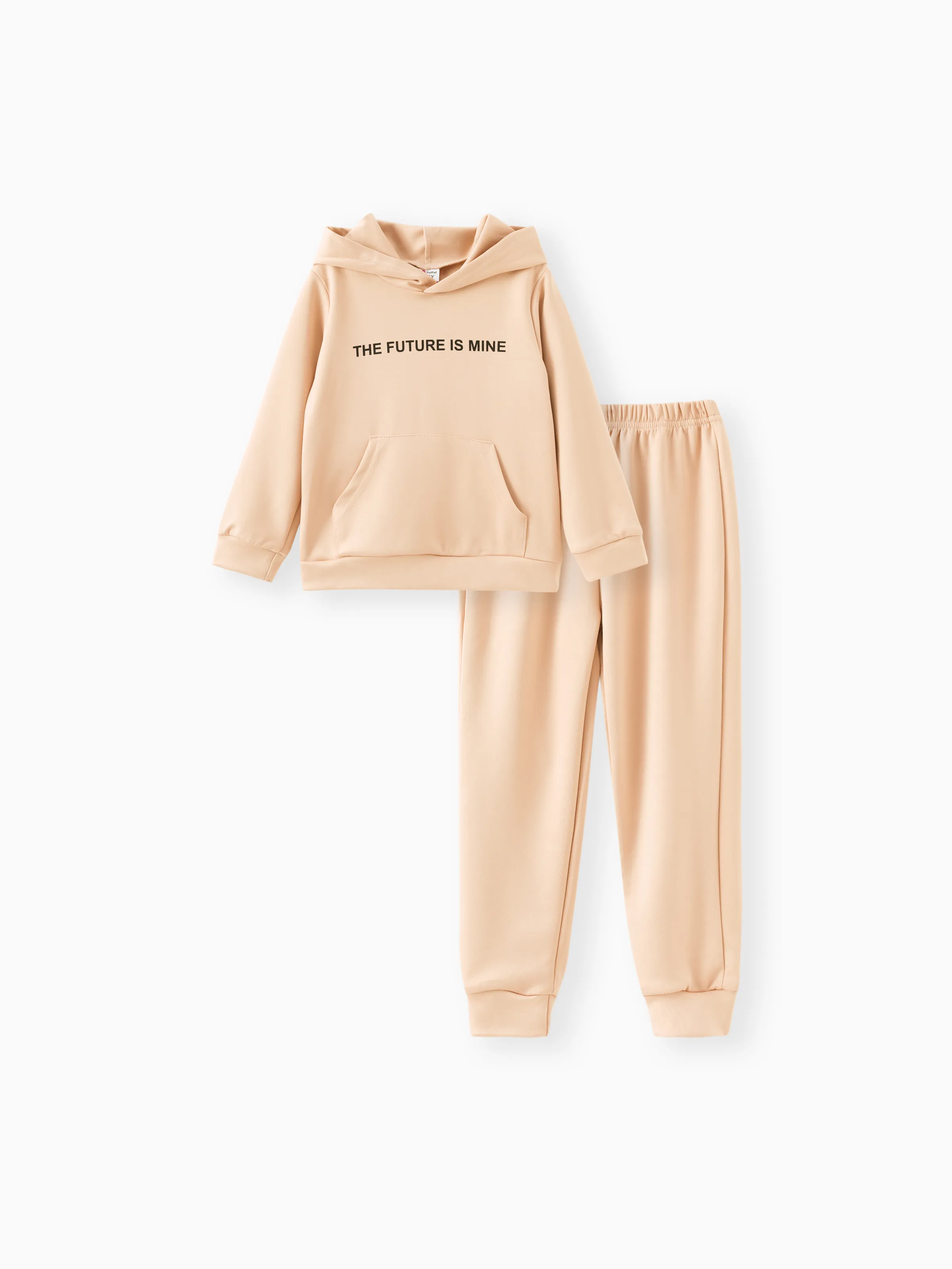 

2pcs Kid Girl Letter Print Pocket Design Hoodie Sweatshirt and Elasticized Pants Set