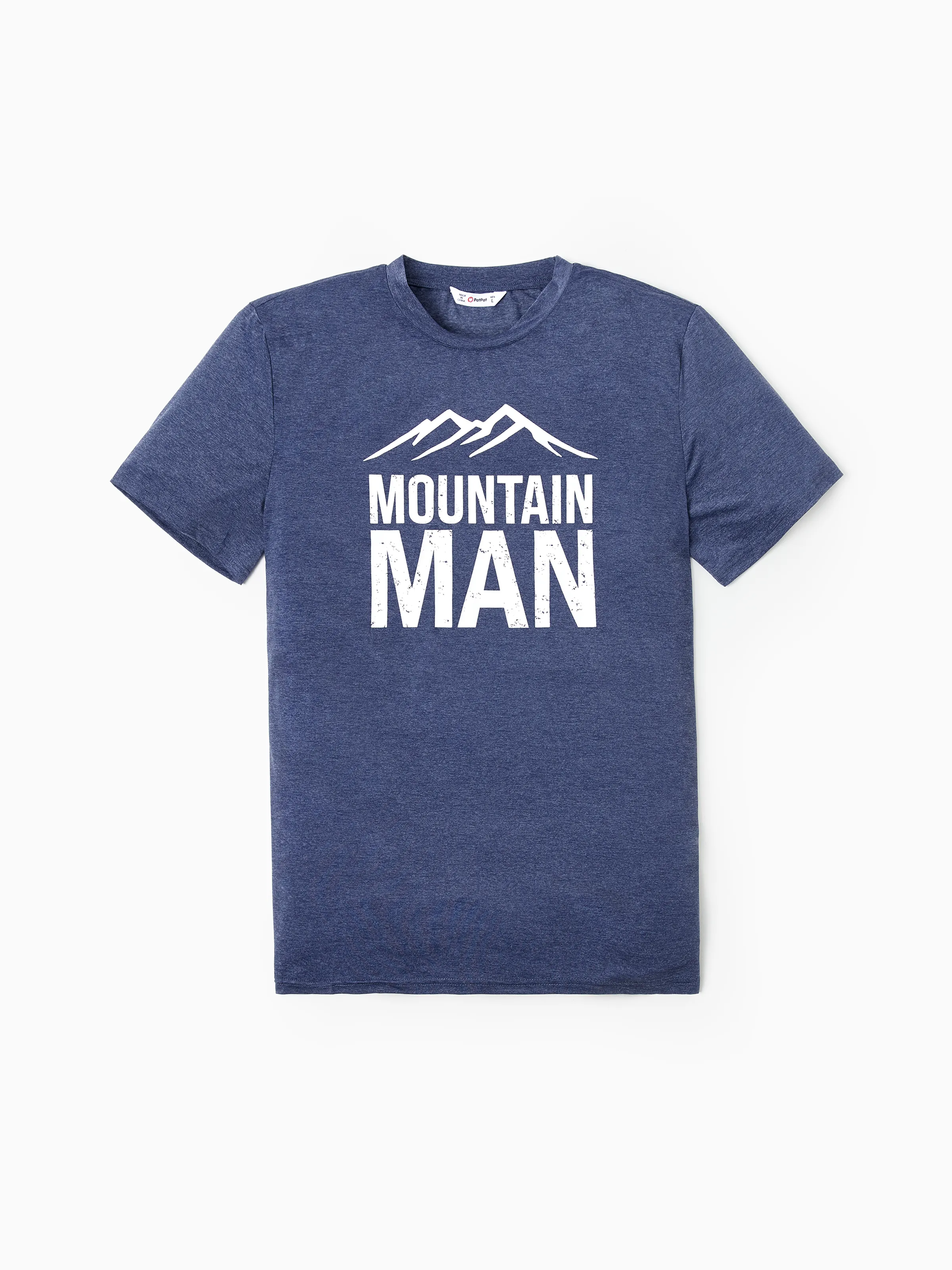 

Quick-Dry Family Matching Deep Blue Short Sleeves Slogan Print Mountain Graphic Tee